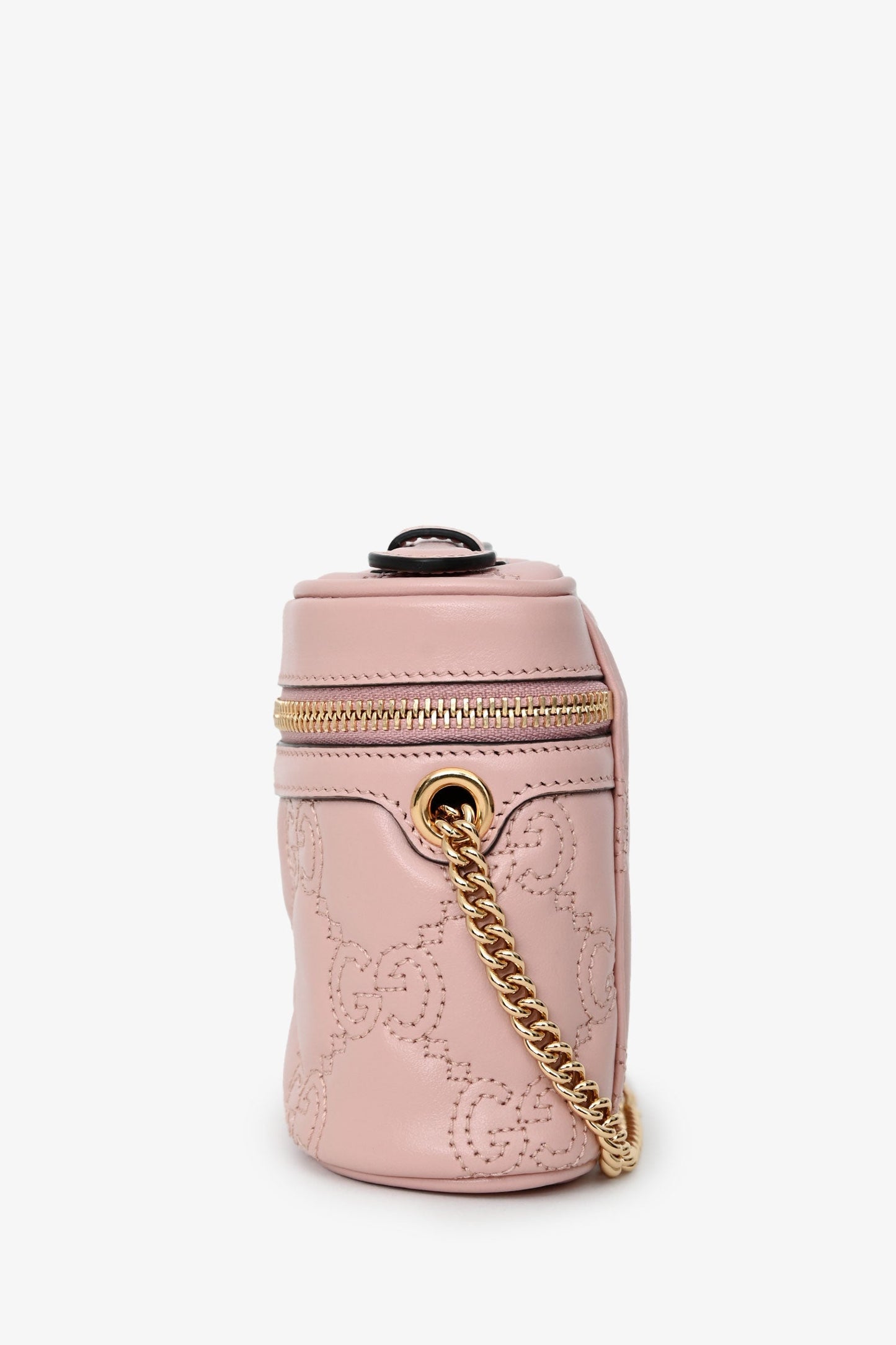 Gucci Pink Leather Matelasse GG Vanity Mini Top Handle Bag