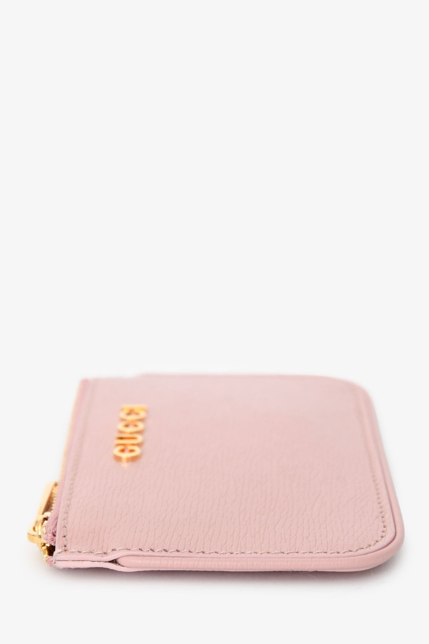 Gucci Pink Leather Logo Zip Wallet With Keychain