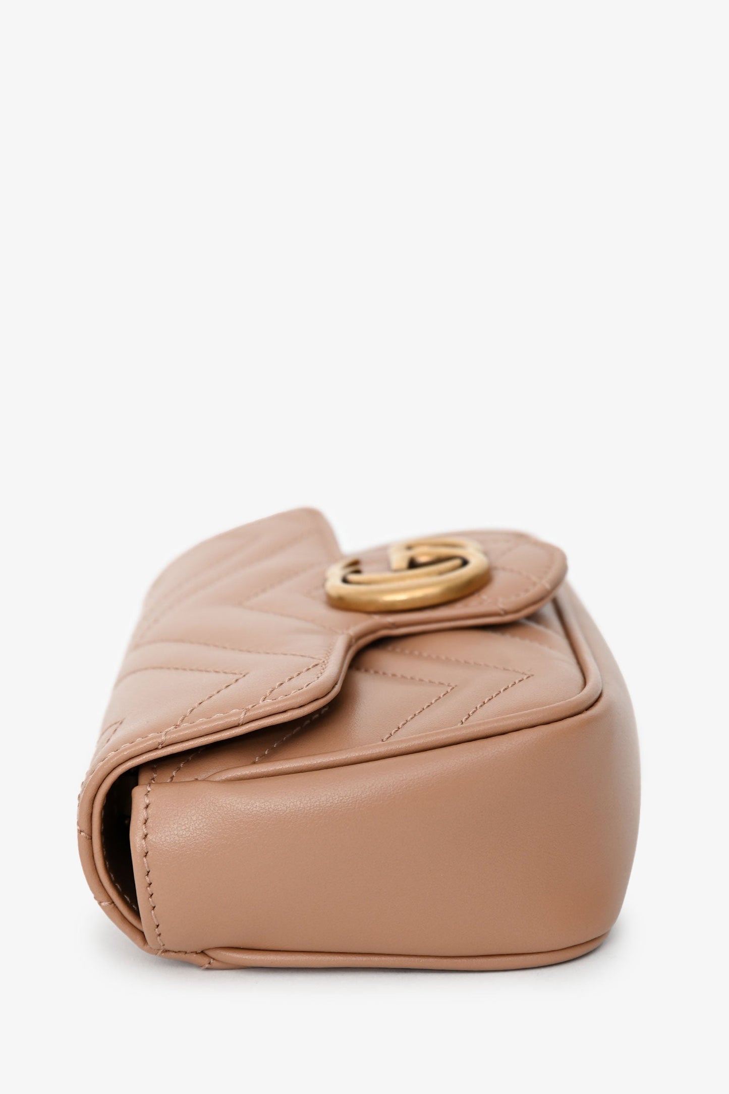Gucci Brown Leather GG Marmont Super Mini Crossbody Bag