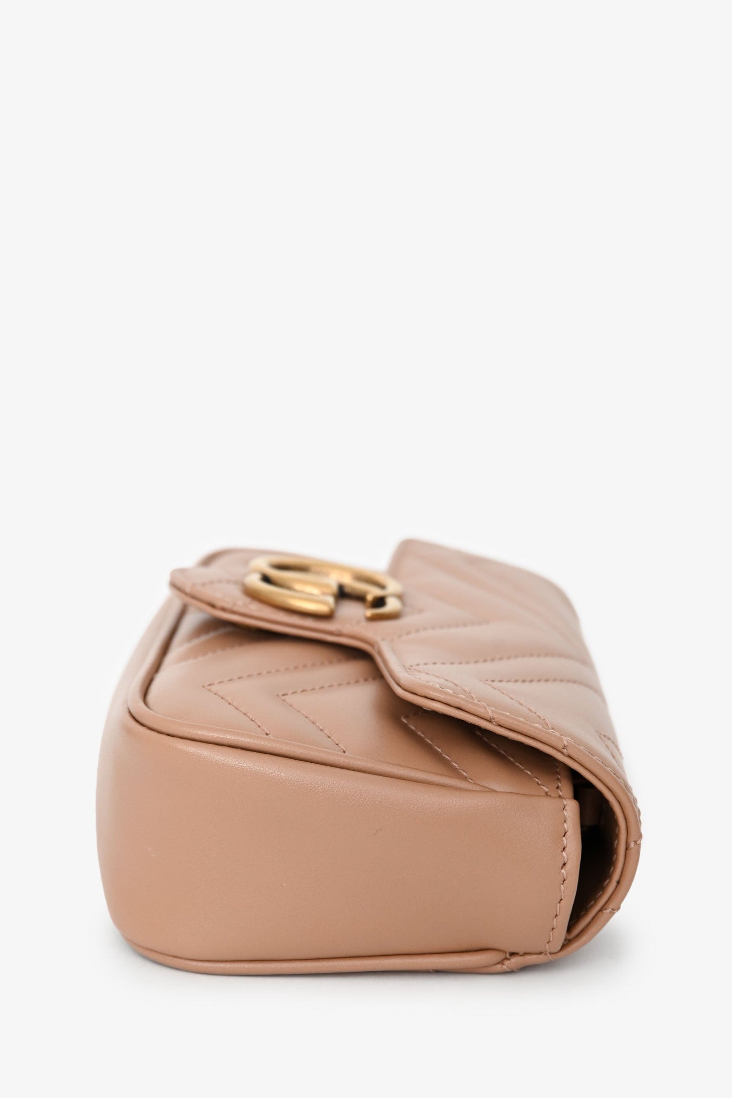 Gucci Brown Leather GG Marmont Super Mini Crossbody Bag