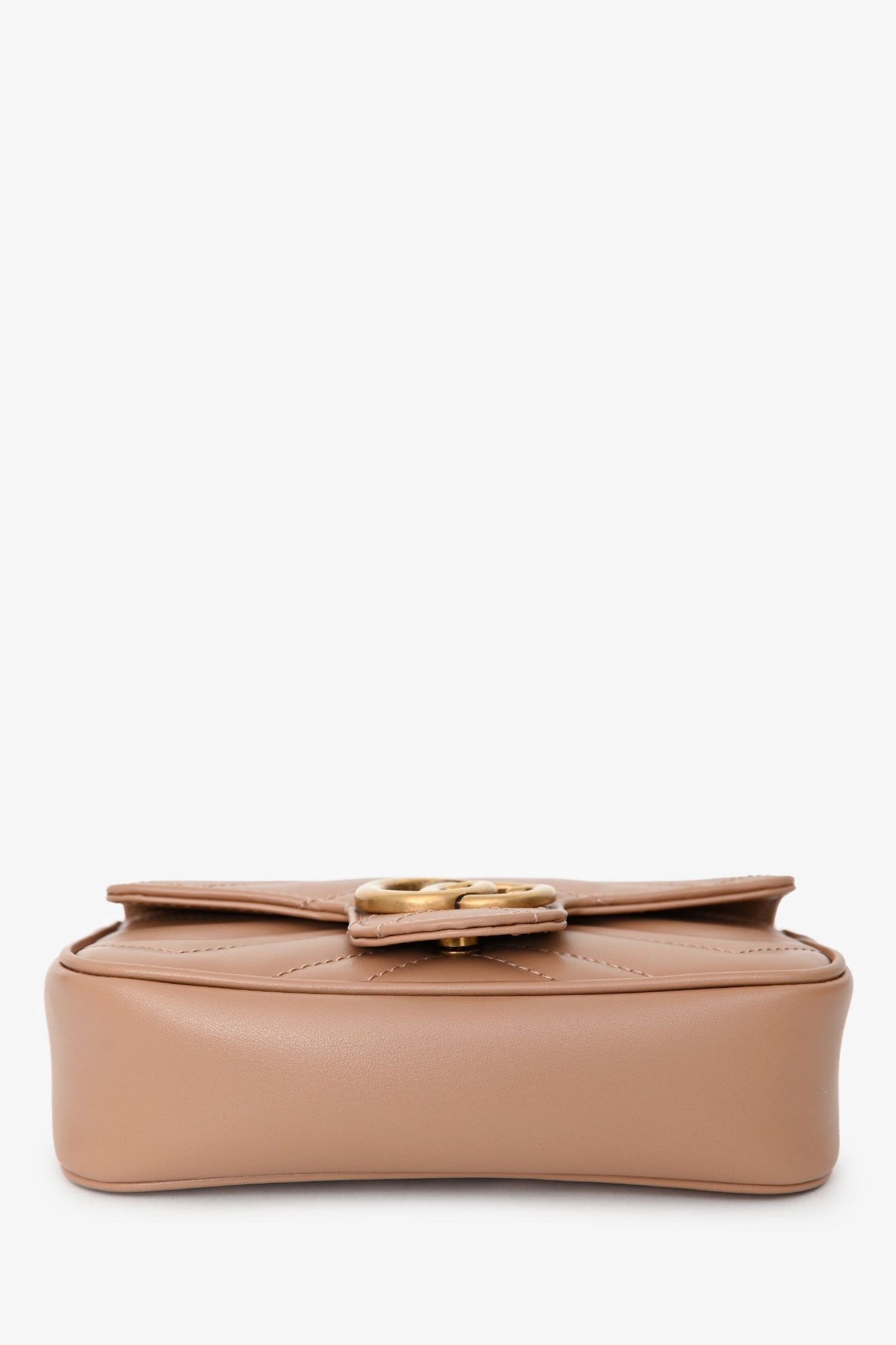 Gucci Brown Leather GG Marmont Super Mini Crossbody Bag