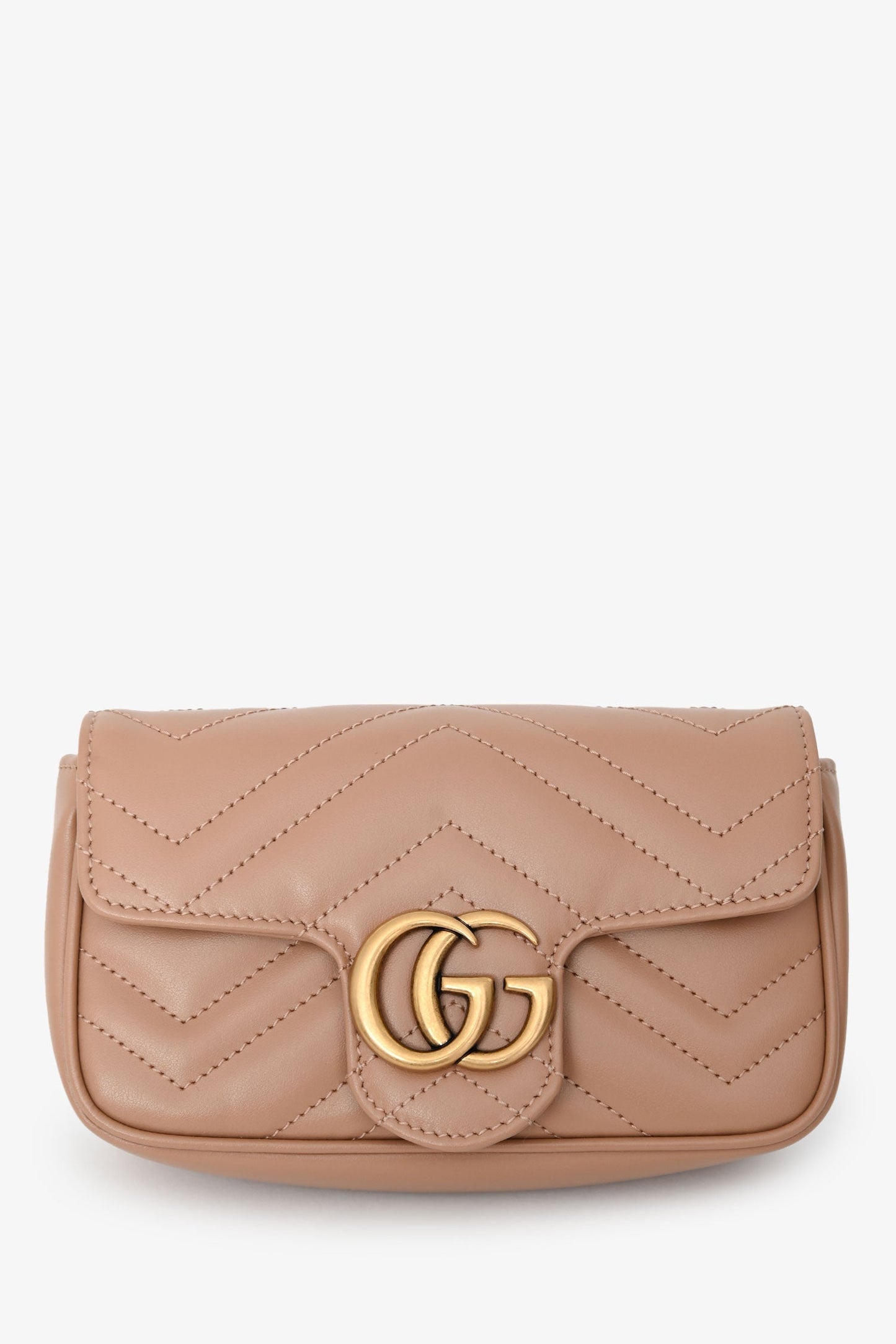 Gucci Brown Leather GG Marmont Super Mini Crossbody Bag