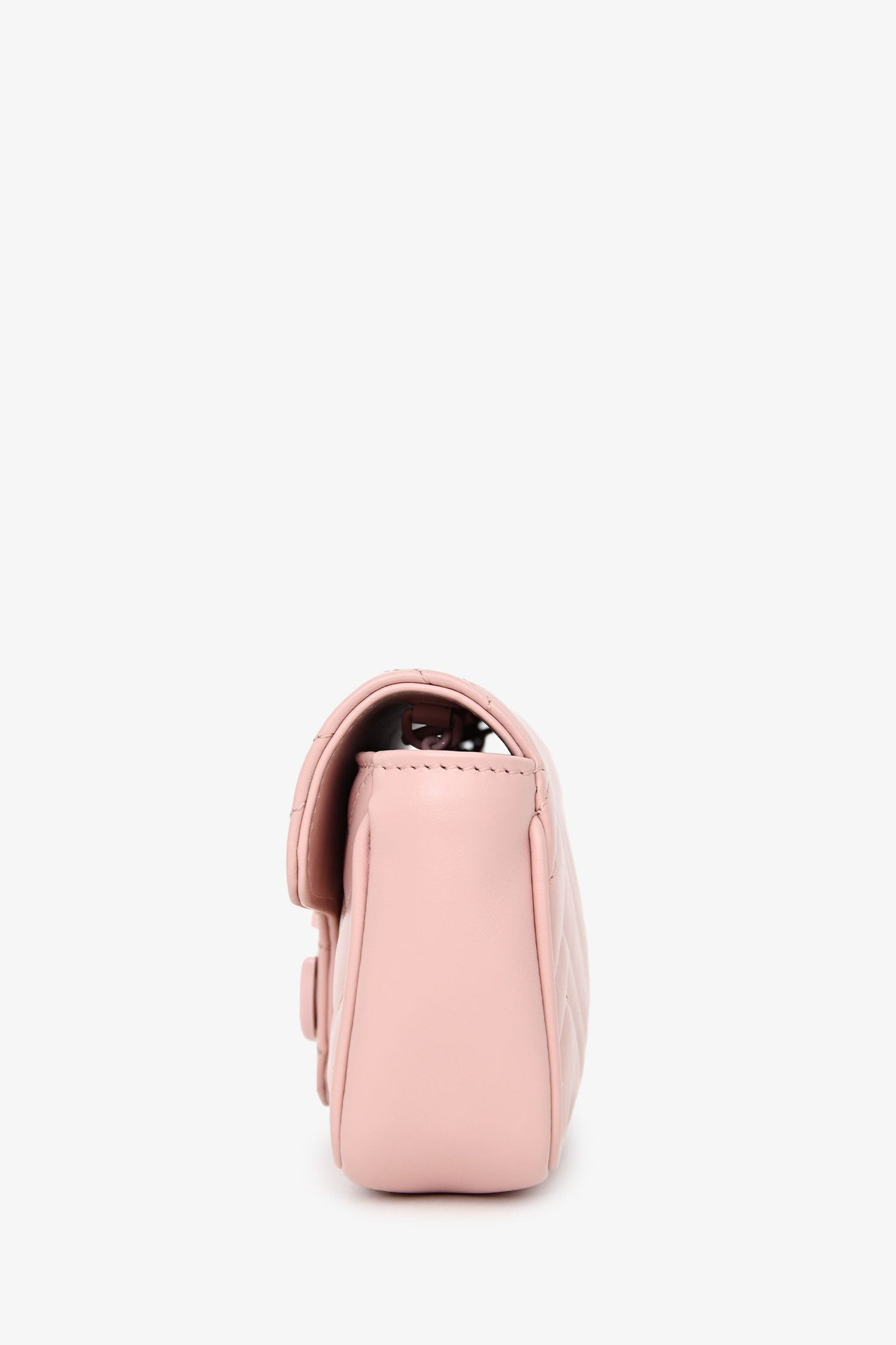 Gucci Perfect Pink Leather Chevron Quilted Super Mini GG Marmont Belt Bag