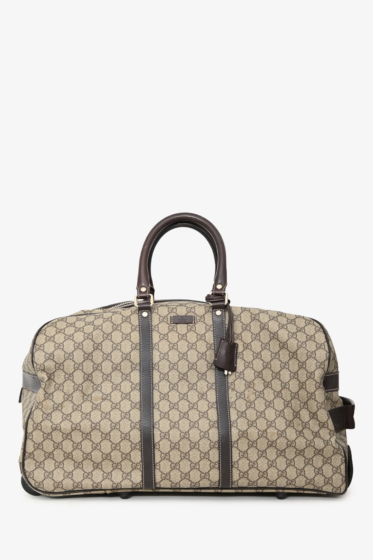 Gucci Brown Coated Canvas/Leather Duffle Trolley Bag
