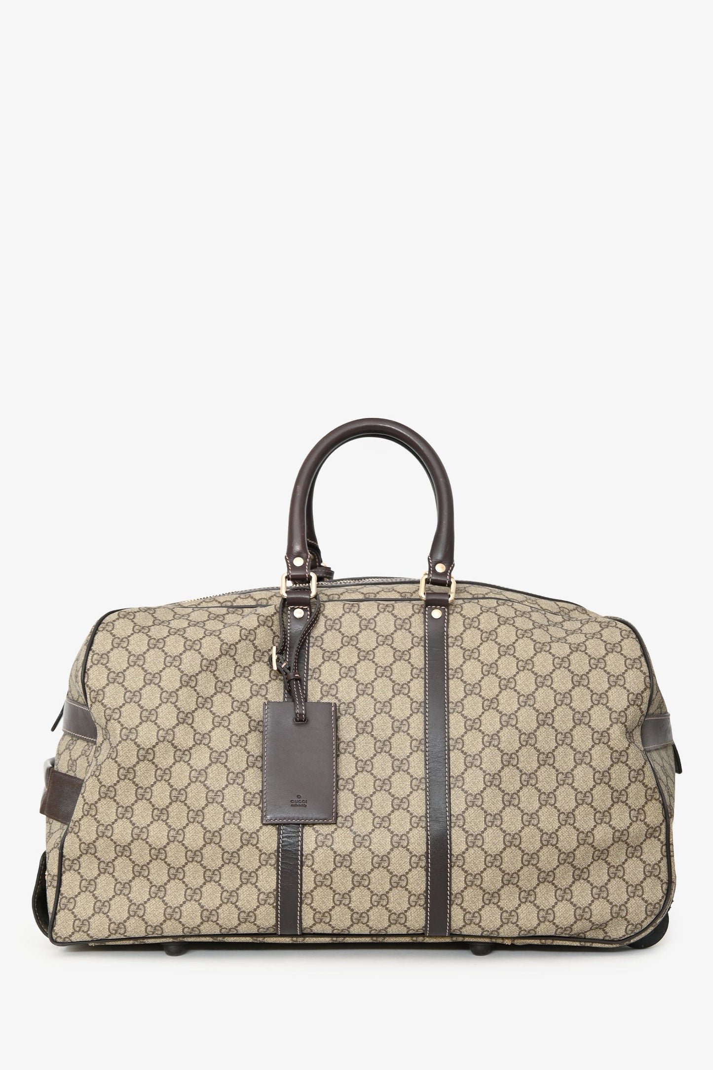 Gucci Brown Coated Canvas/Leather Duffle Trolley Bag