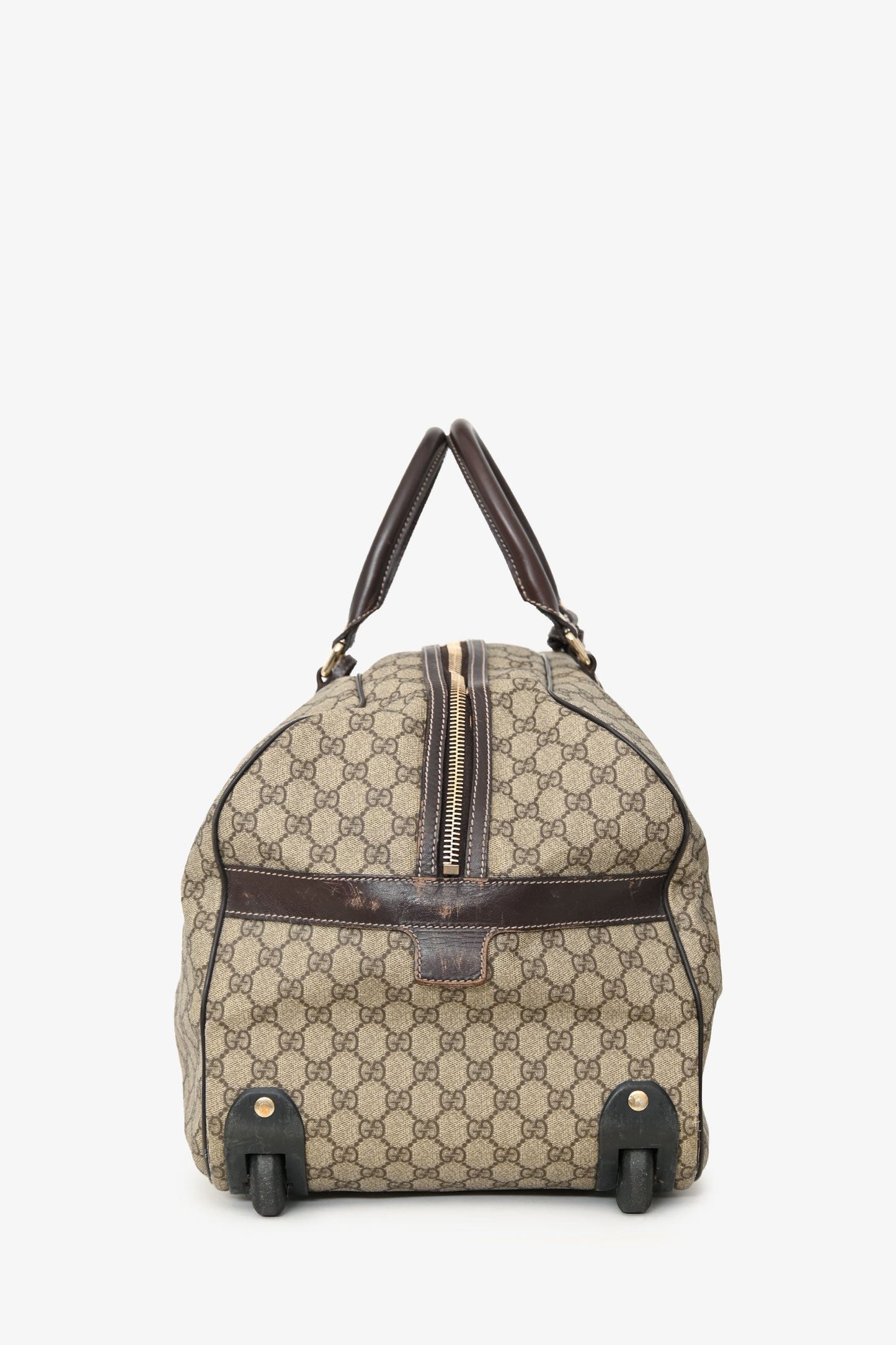 Gucci Brown Coated Canvas/Leather Duffle Trolley Bag