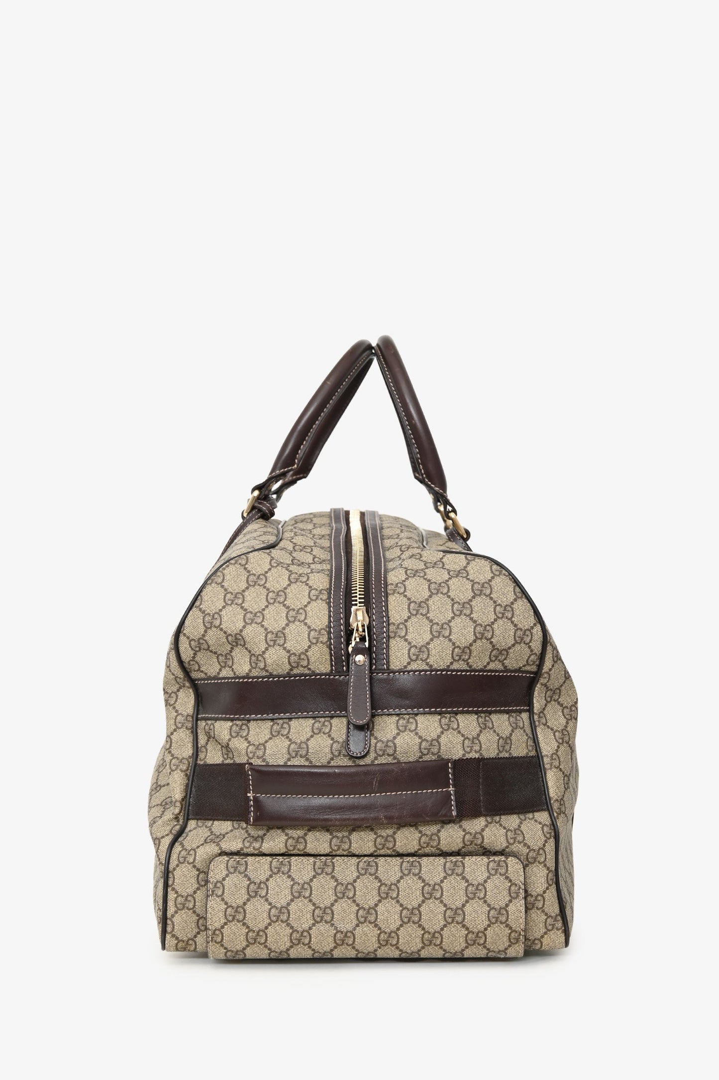 Gucci Brown Coated Canvas/Leather Duffle Trolley Bag