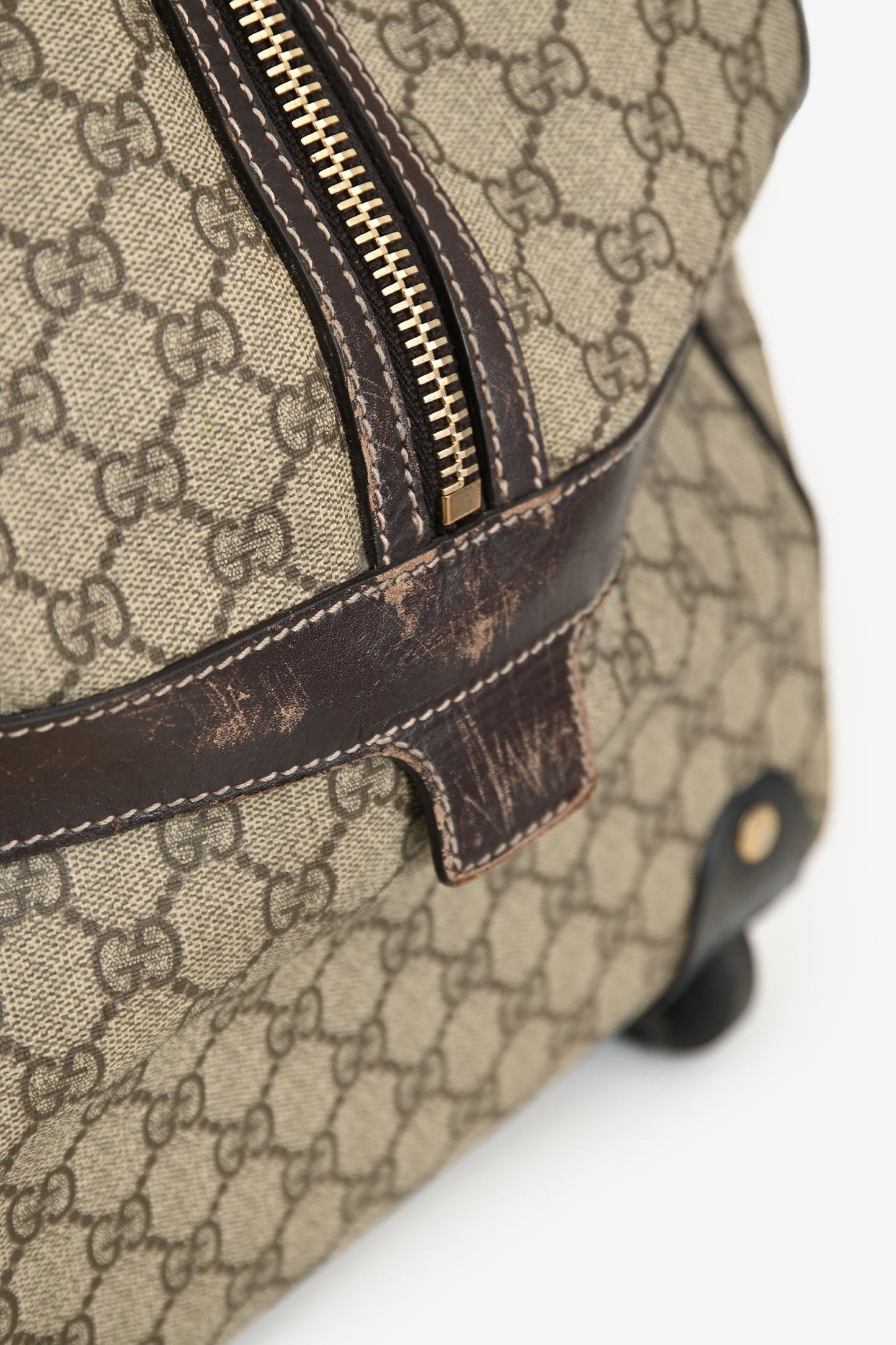 Gucci Brown Coated Canvas/Leather Duffle Trolley Bag