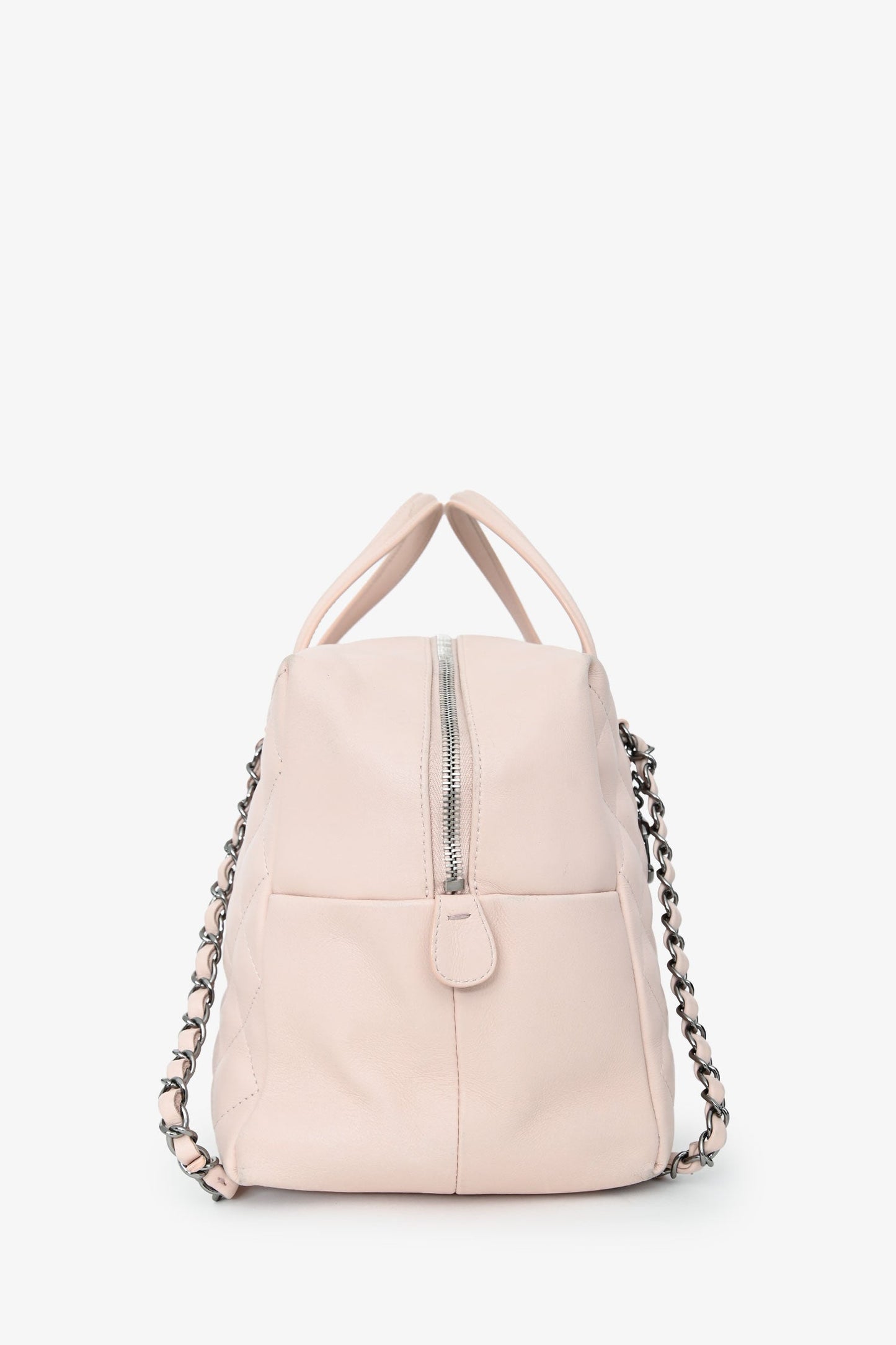 Chanel™ 2015/16 Pink Leather Quilted 'Feather Weight' Bowling Bag