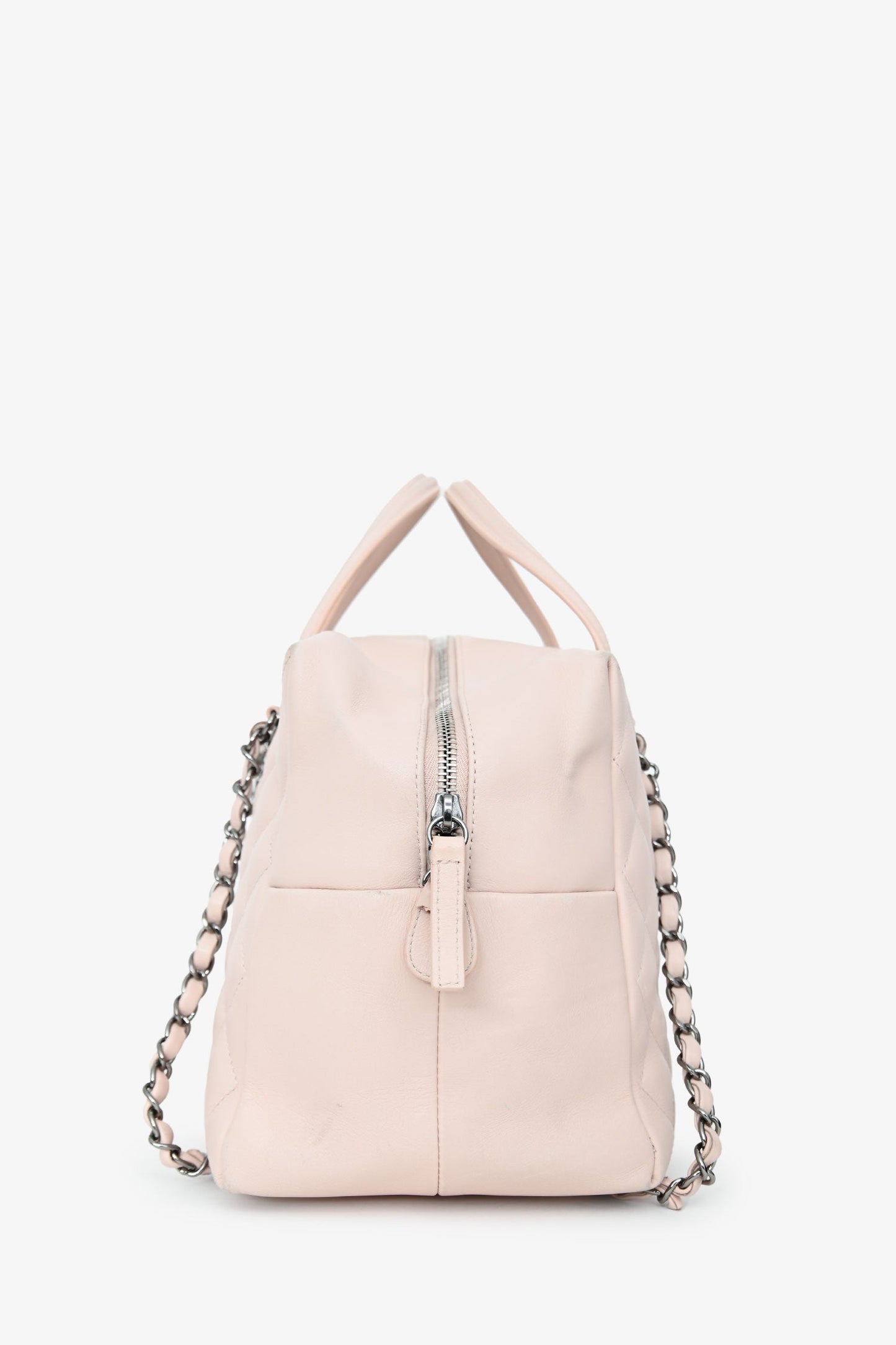 Chanel™ 2015/16 Pink Leather Quilted 'Feather Weight' Bowling Bag