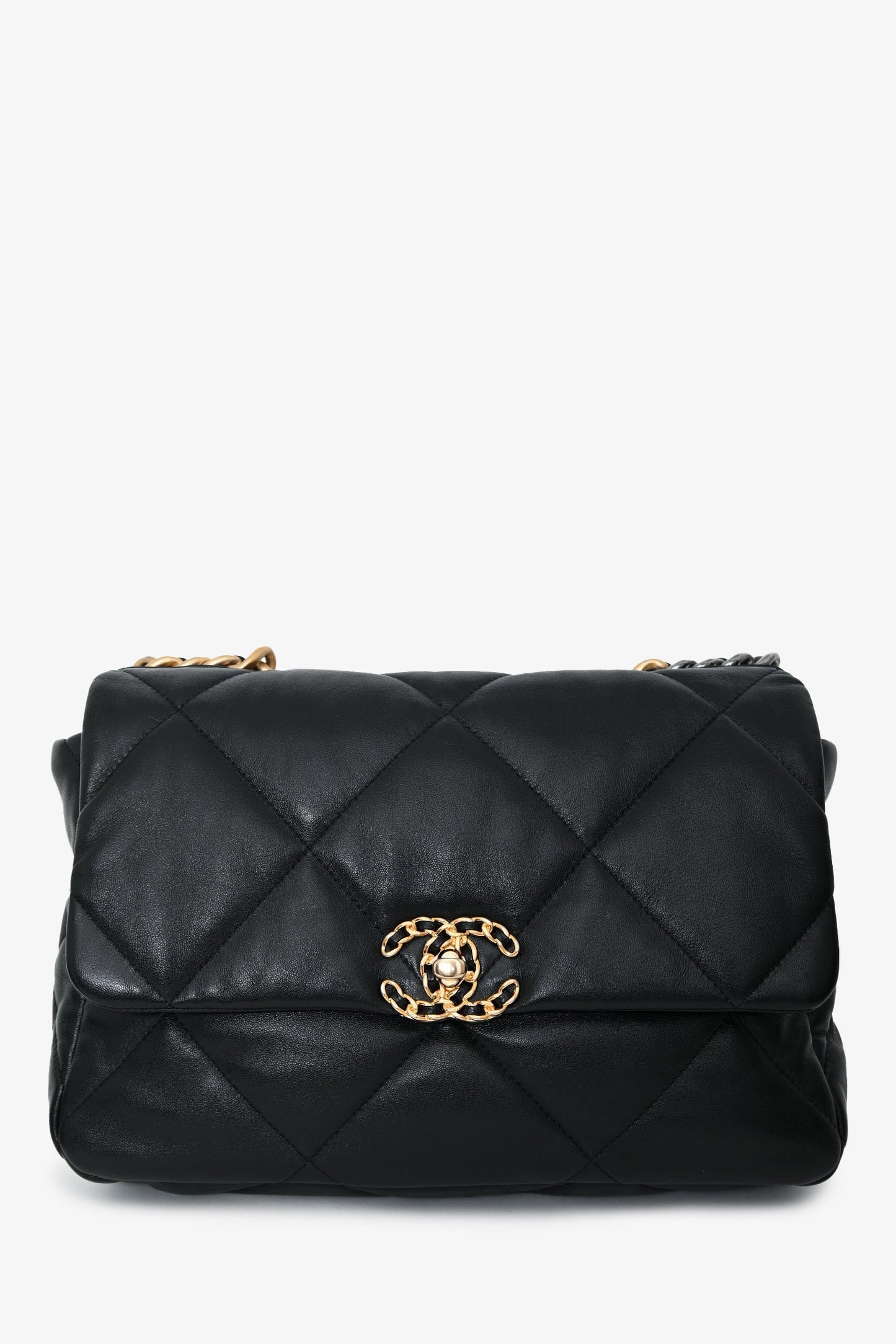 Chanel™ Black Leather Chanel 19 Medium Flap Bag