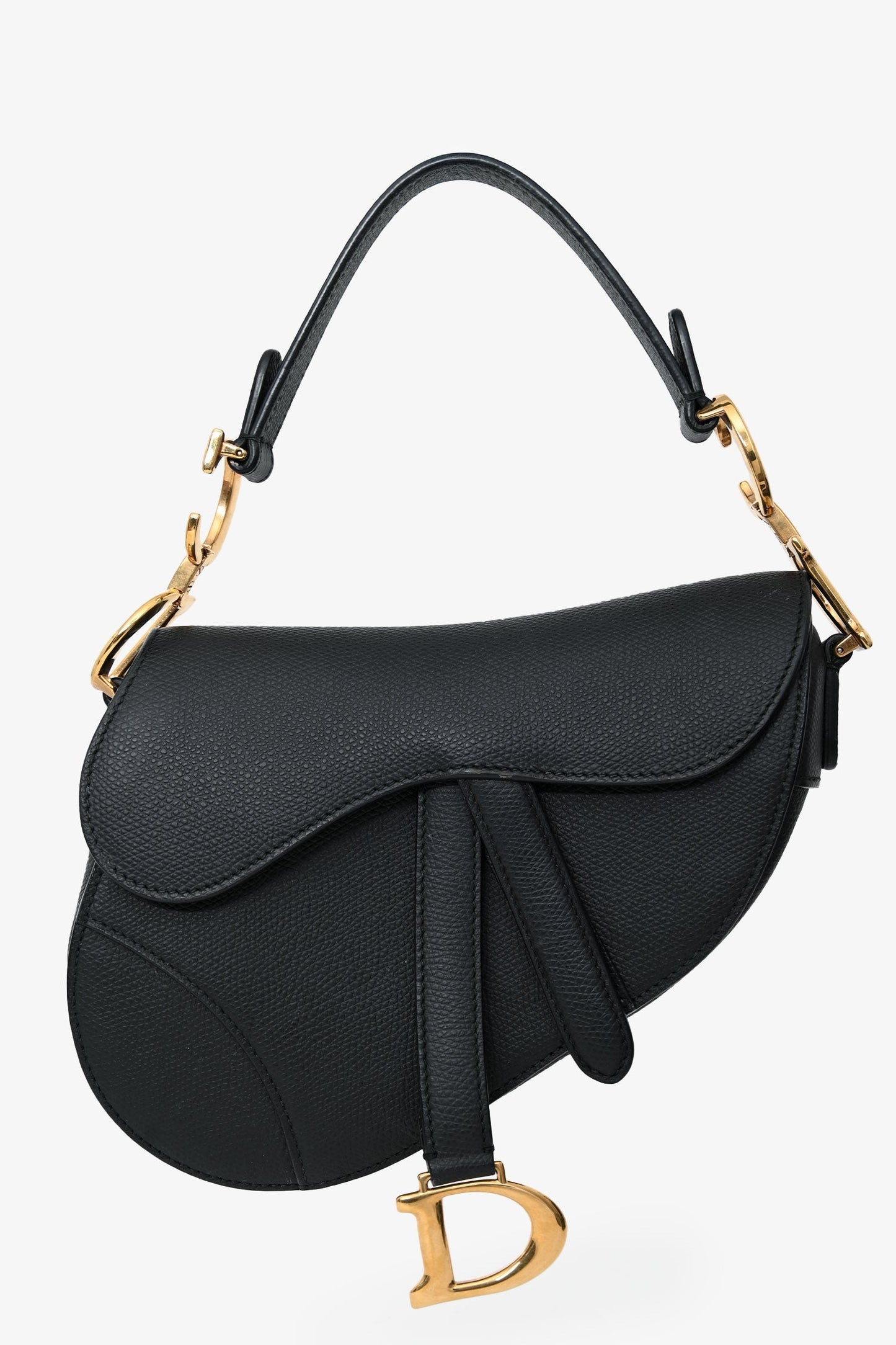 Christian Dior 2018 Black Leather Mini Saddle Top Handle