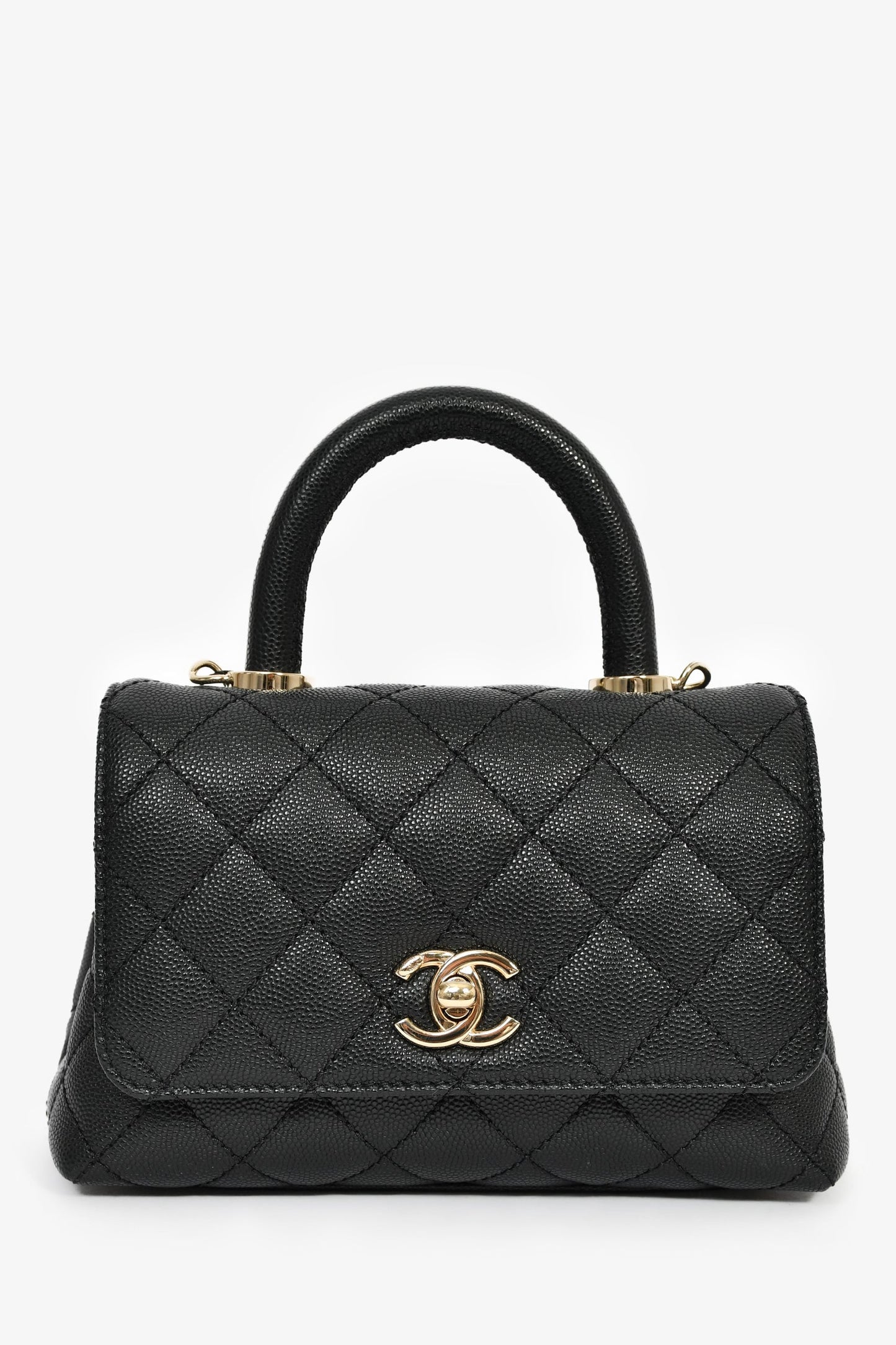 Chanel™ Black Caviar Extra Mini Coco Handle Flap Bag