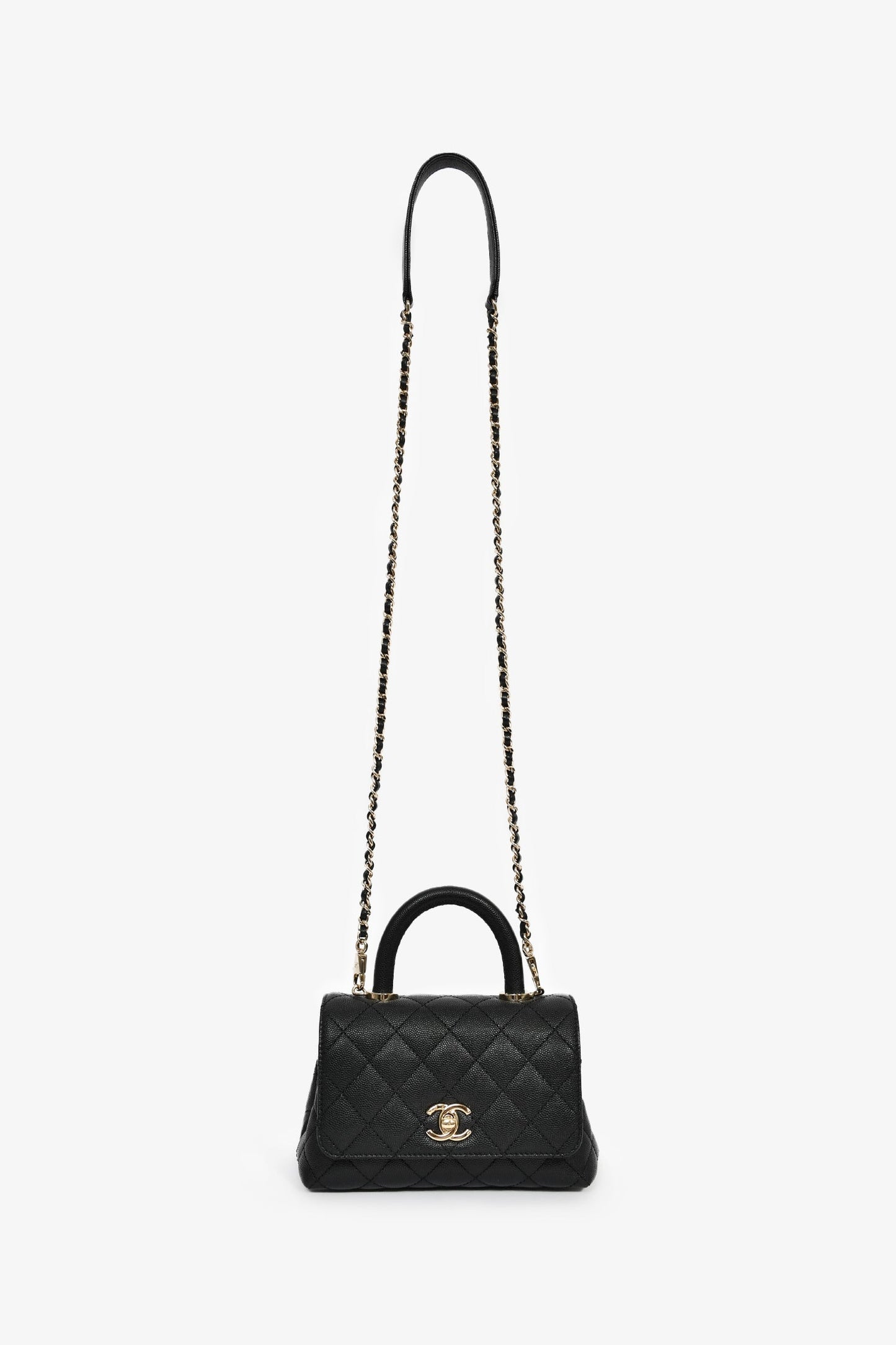 Chanel™ Black Caviar Extra Mini Coco Handle Flap Bag