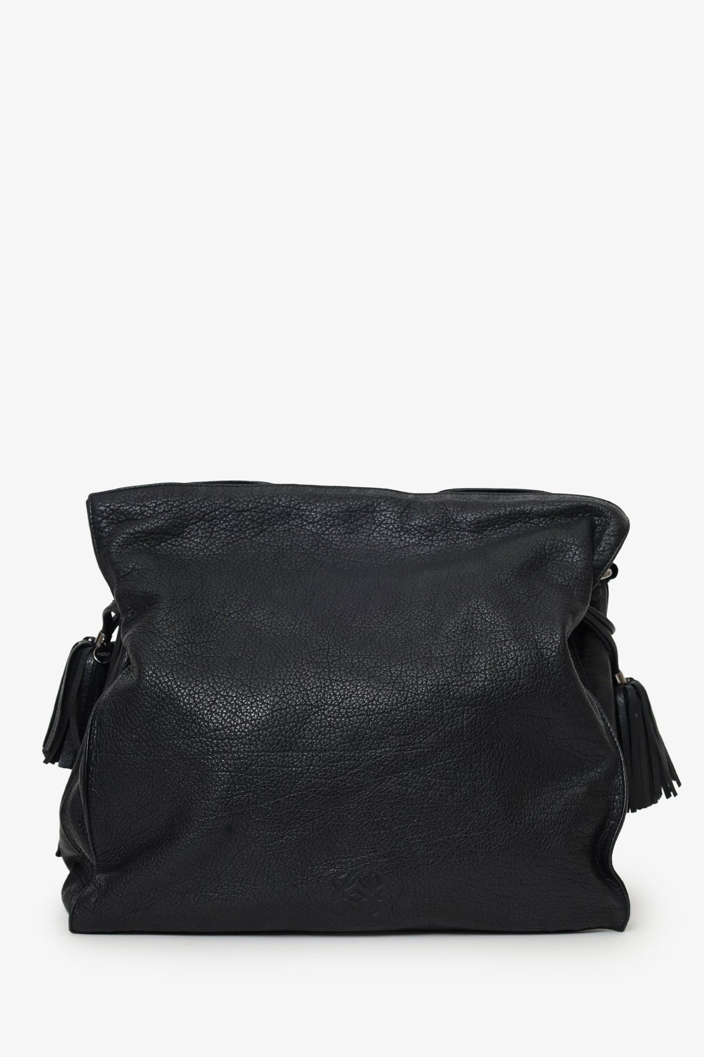 Loewe 2014 Black Leather Tasseled 'Flamenco' Shoulder Bag