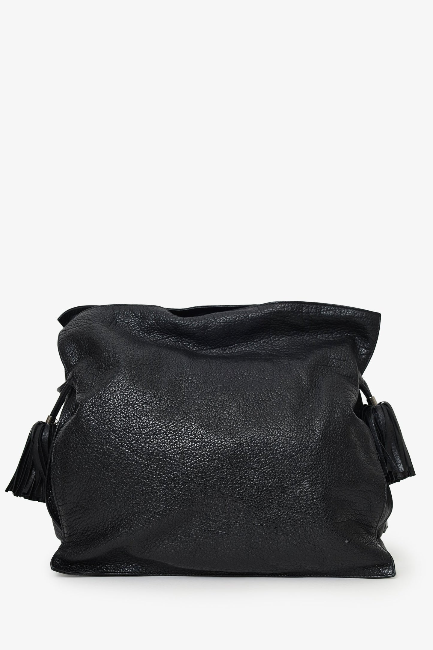 Loewe 2014 Black Leather Tasseled 'Flamenco' Shoulder Bag