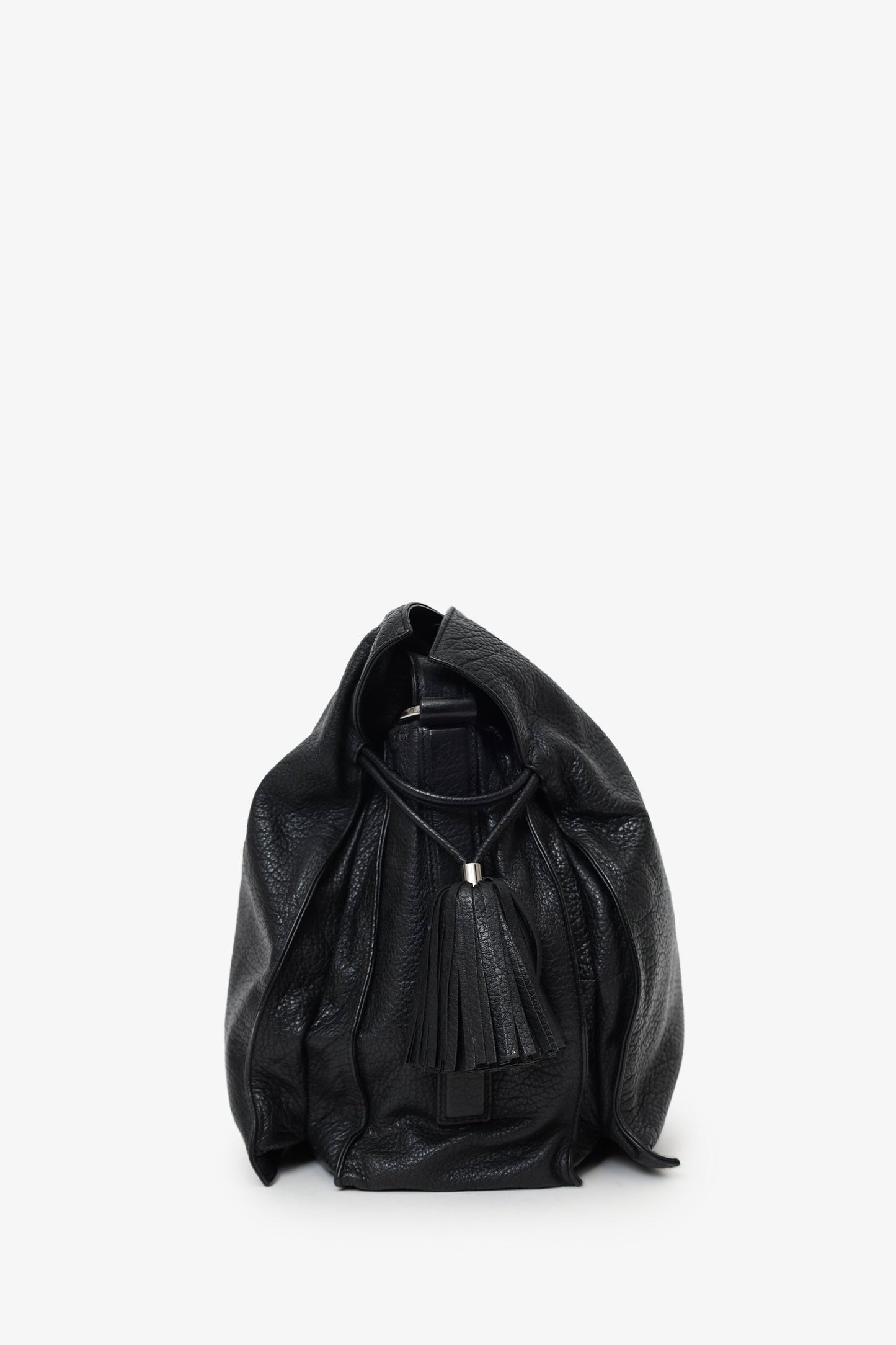 Loewe 2014 Black Leather Tasseled 'Flamenco' Shoulder Bag