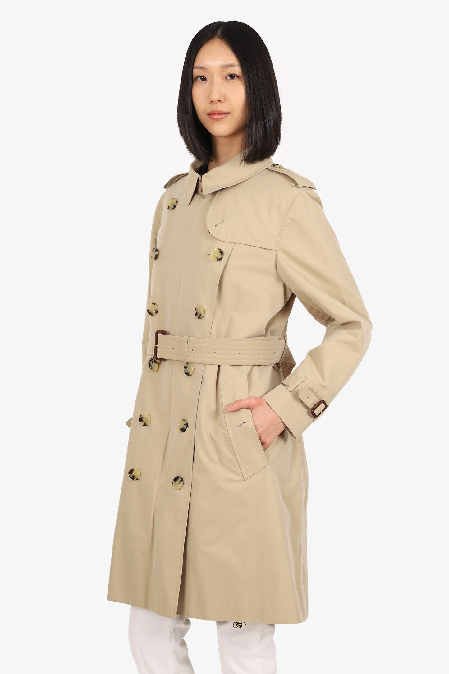 Burberry Brown 'Kensington' Midi Trench Coat Size 14 With Belt