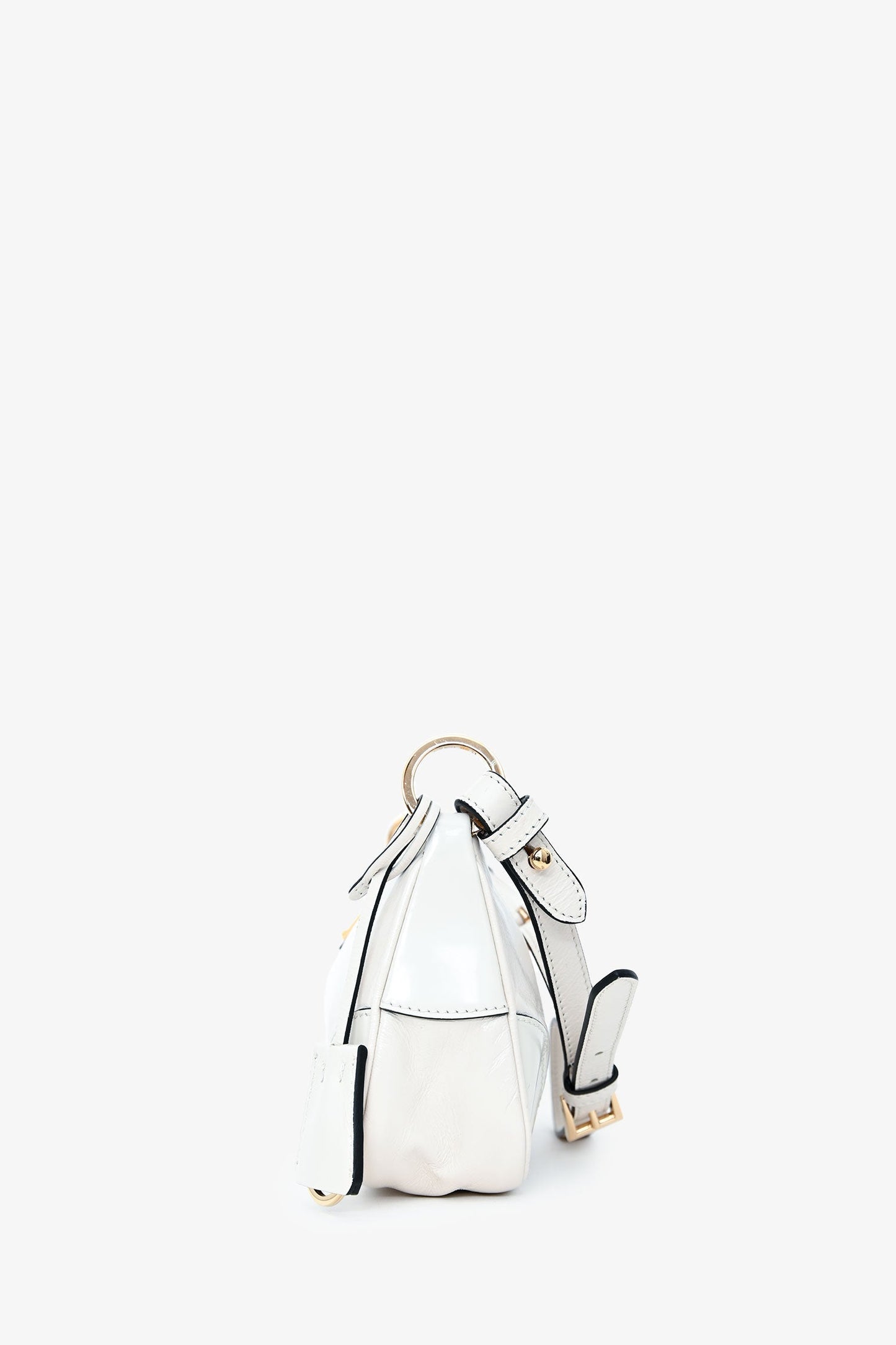 Prada White Leather 'Re-Edition 2002' Medium Shoulder Bag with Chain
