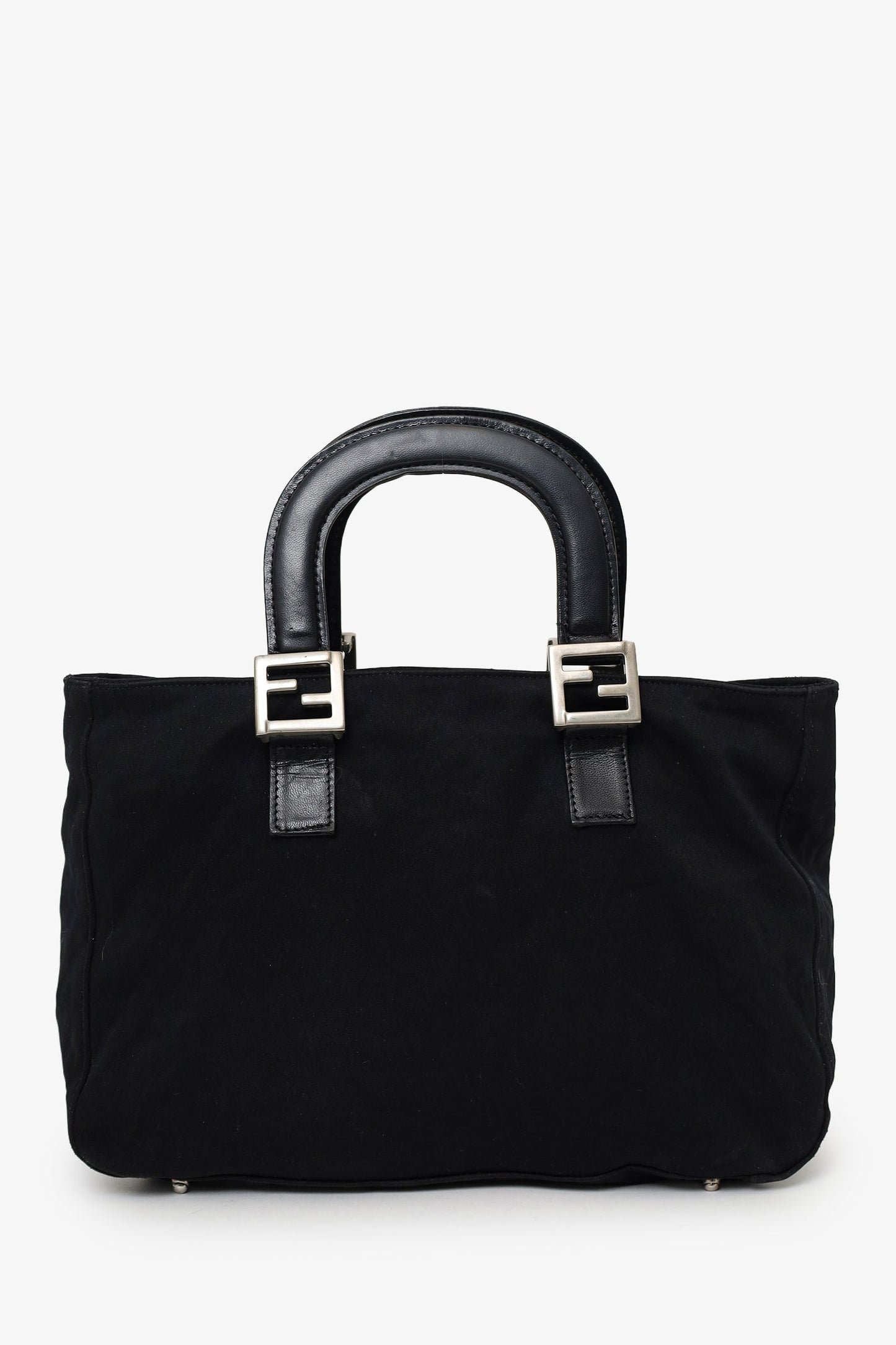 Fendi Black Canvas FF Top Handle Bag