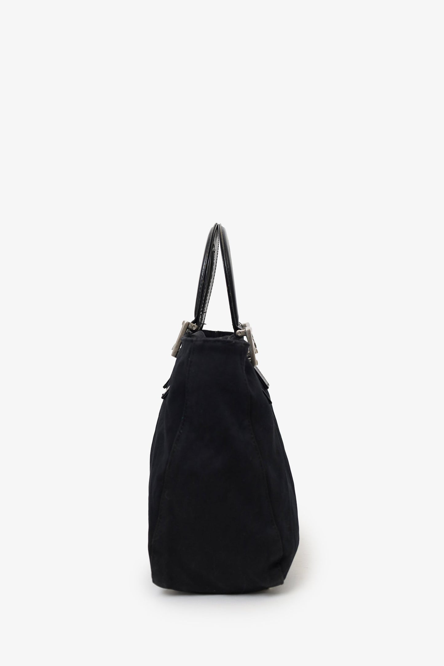 Fendi Black Canvas FF Top Handle Bag