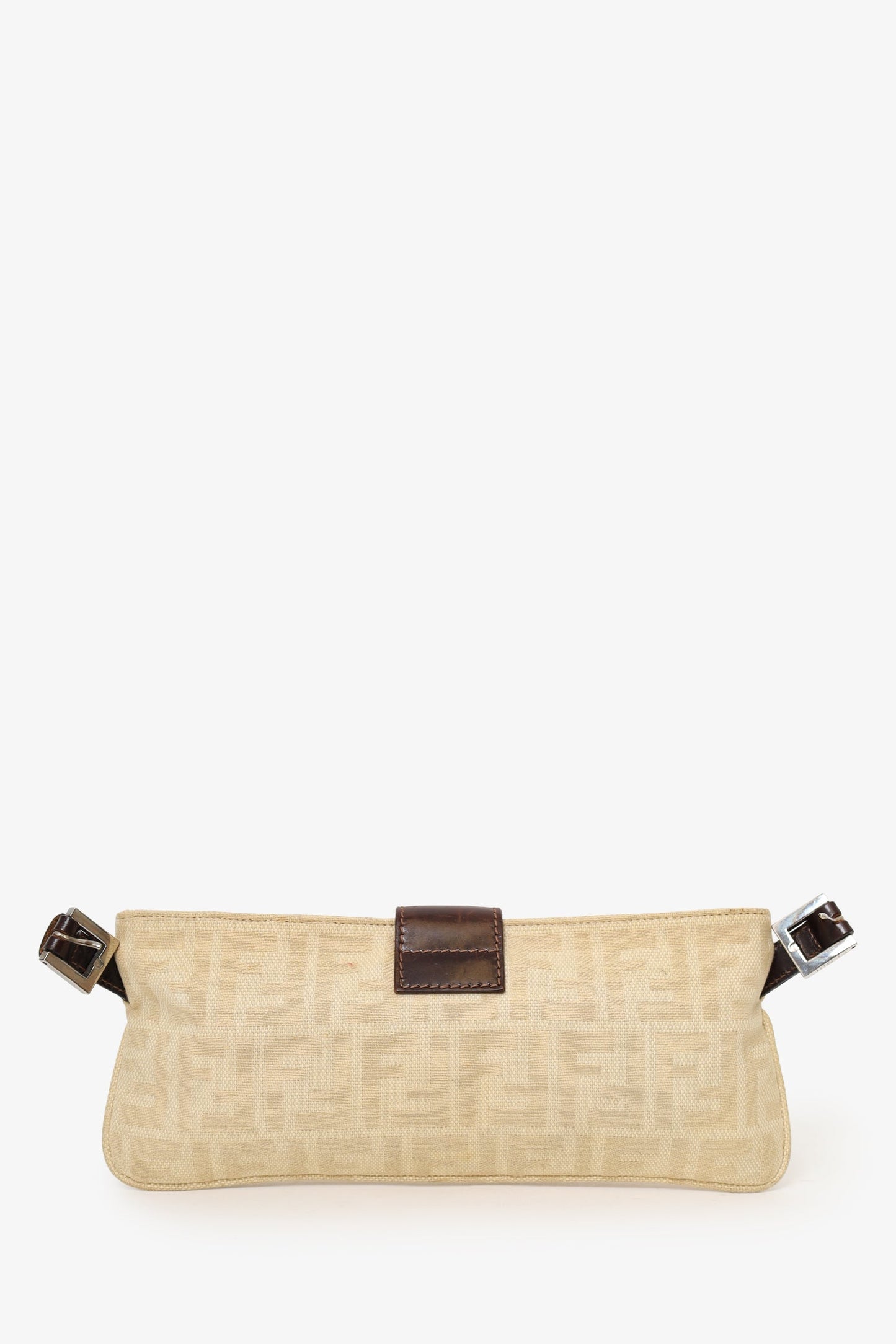 Fendi Beige FF Zucca Canvas Baguette Pochette