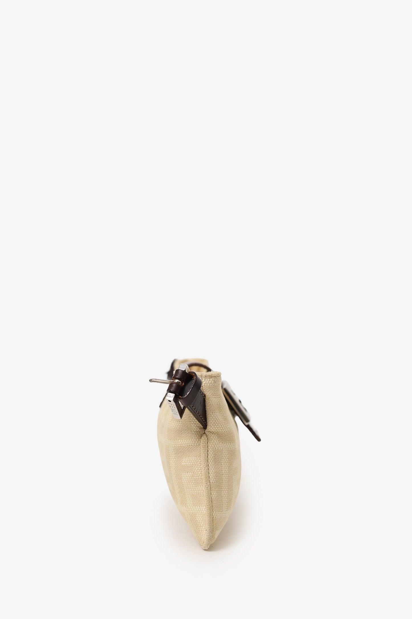 Fendi Beige FF Zucca Canvas Baguette Pochette