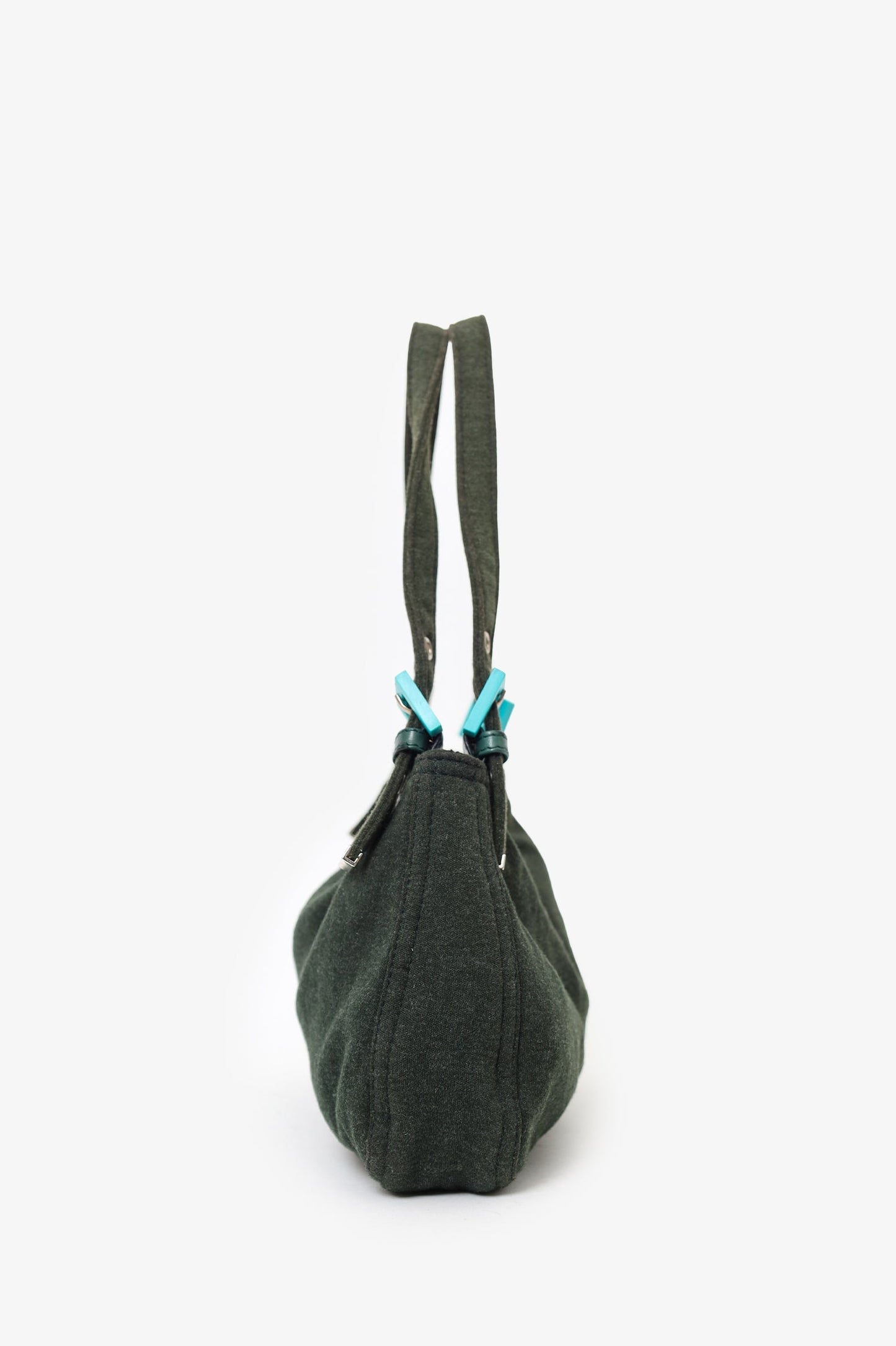 Fendi Green/Blue Jersey Double Strap Mama Baguette Bag