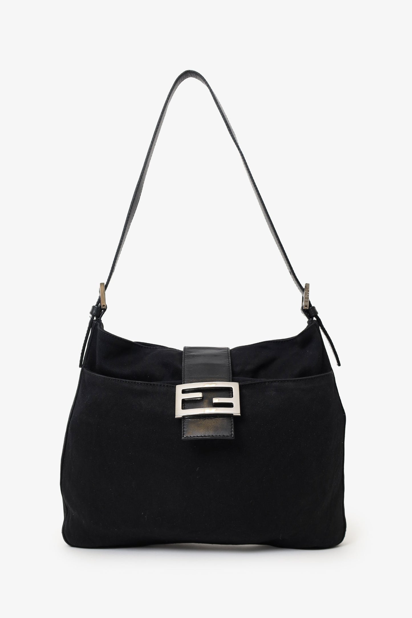 Fendi Black Fabric Forever Baguette Shoulder Bag