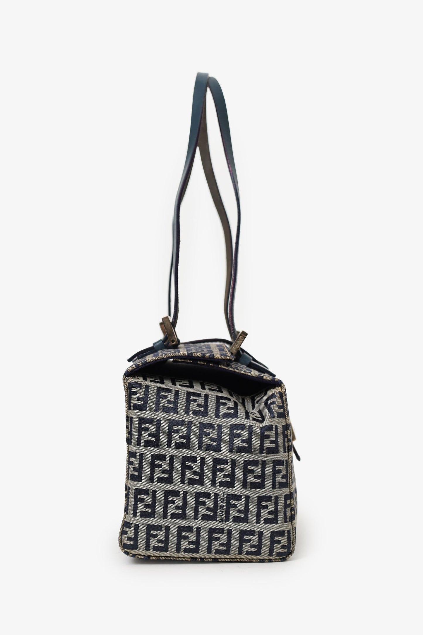 Fendi Navy/Grey FF Zucca Canvas Bento Box Bag