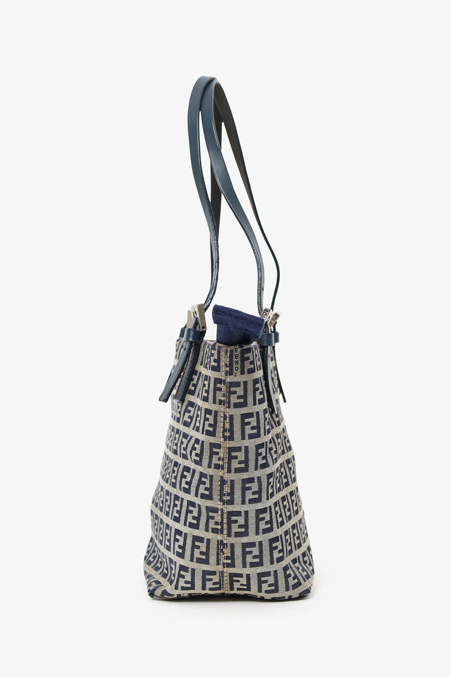Fendi Navy/Grey FF Zucca Canvas Mini Bucket Bag