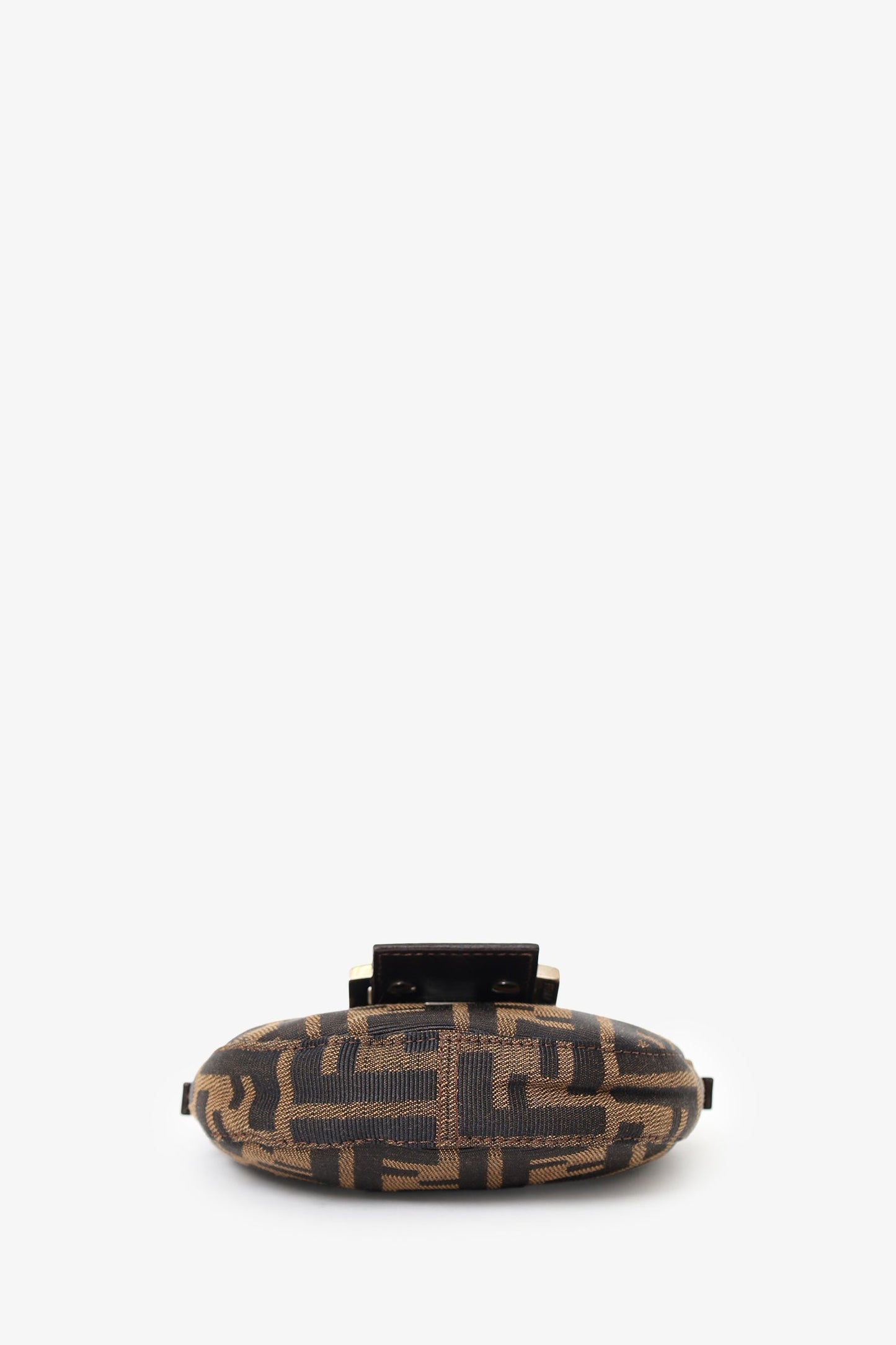 Fendi Brown Zucca Print Canvas Mini Half Moon Baguette Bag