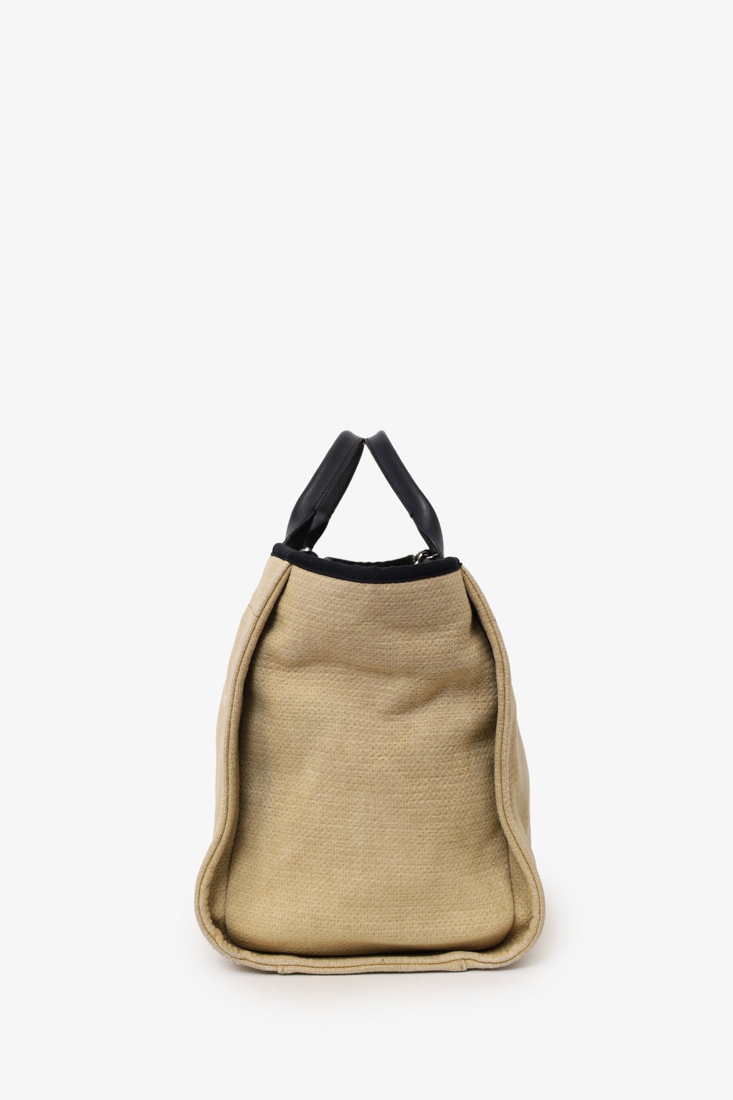 Chanel™ 2012 Beige/Black Canvas Large Deauville Shopping Tote