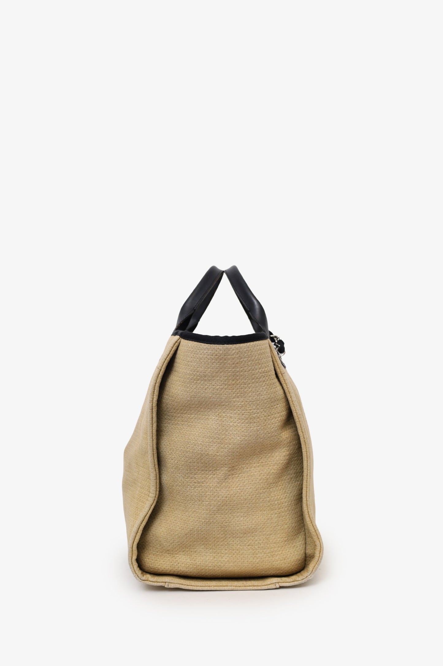 Chanel™ 2012 Beige/Black Canvas Large Deauville Shopping Tote