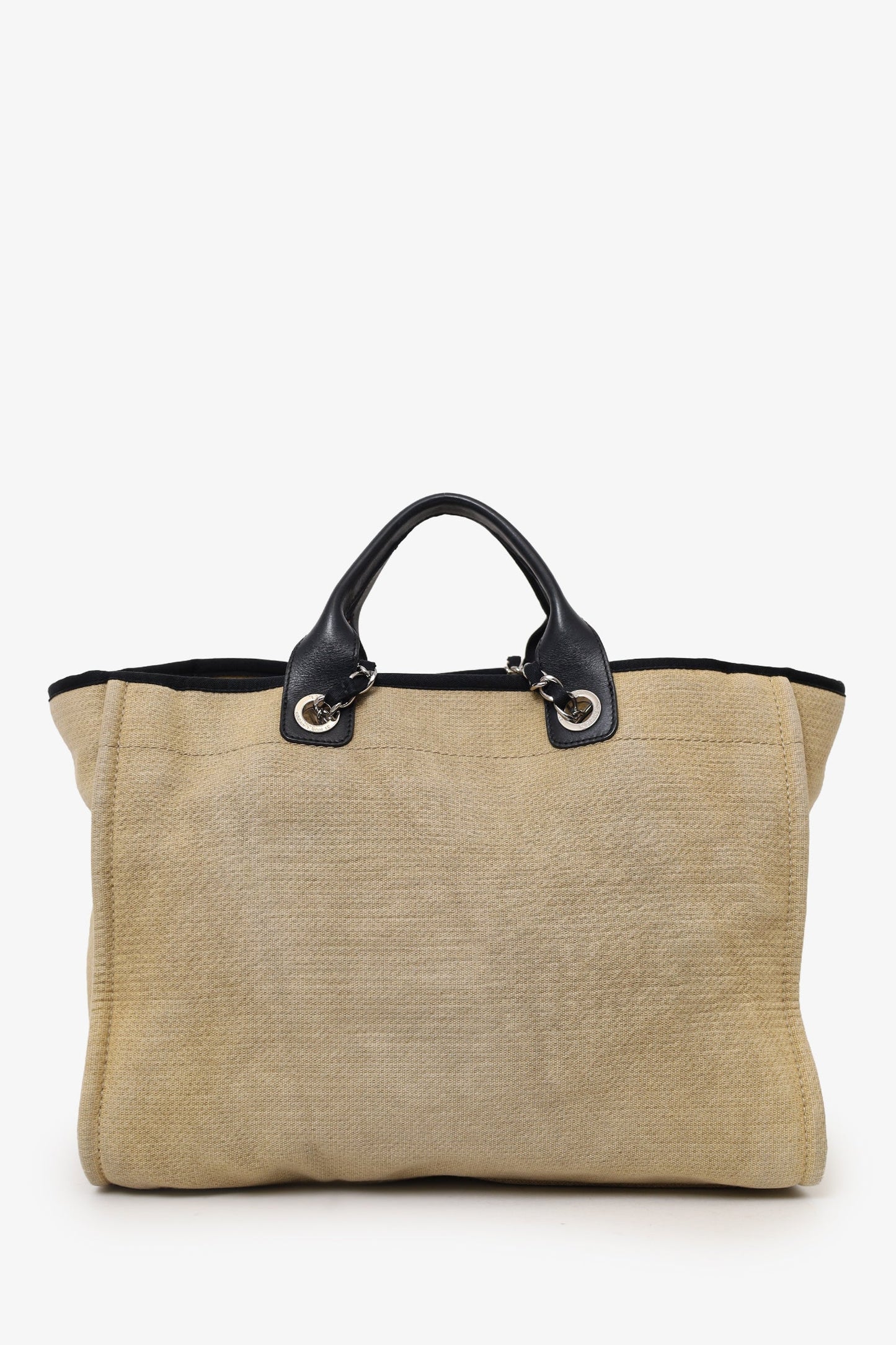 Chanel™ 2012 Beige/Black Canvas Large Deauville Shopping Tote