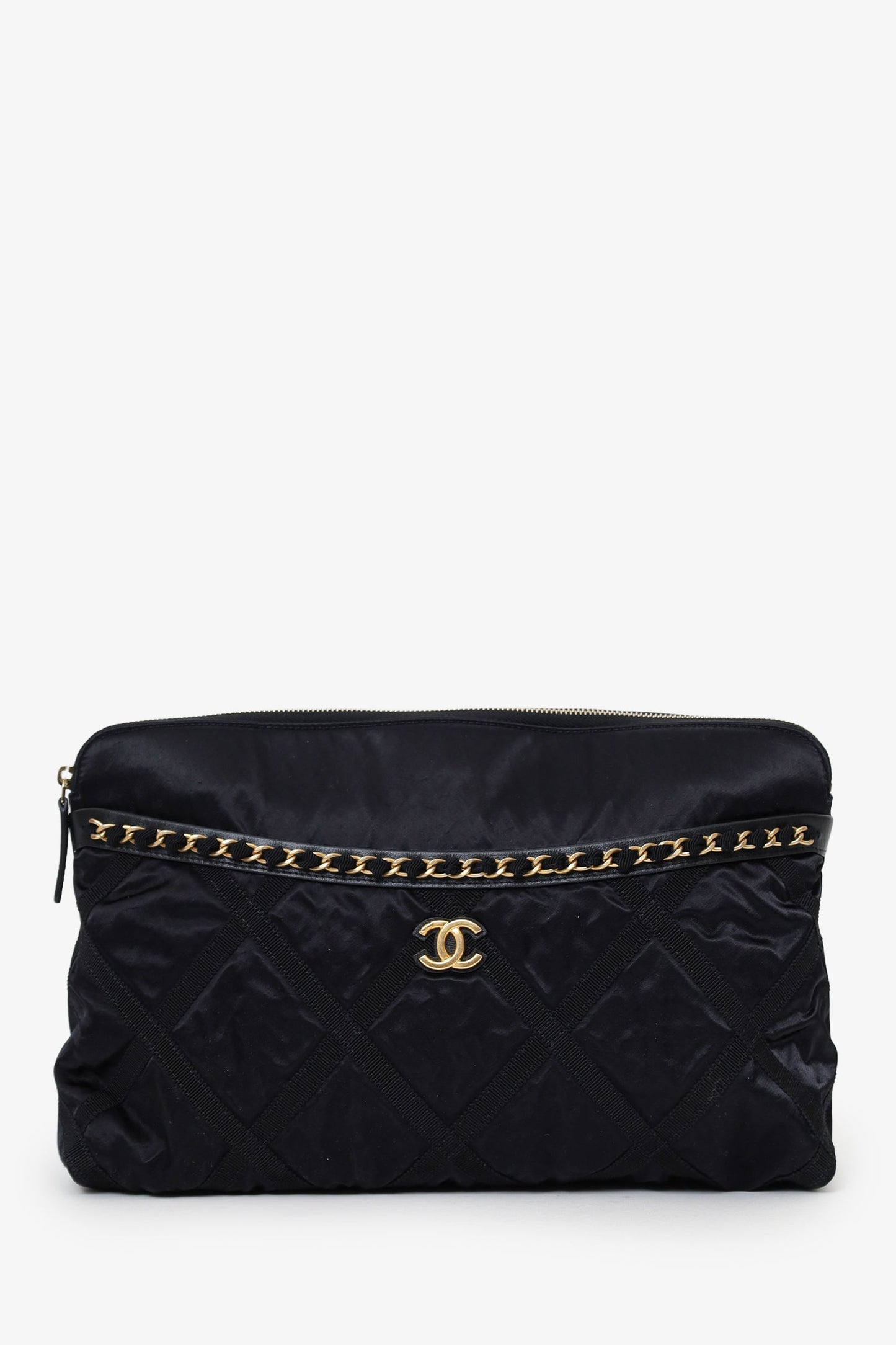 Chanel™ 2022 Black Nylon Grosgrain Lifestyle Pouch with Foldable Tote Bag