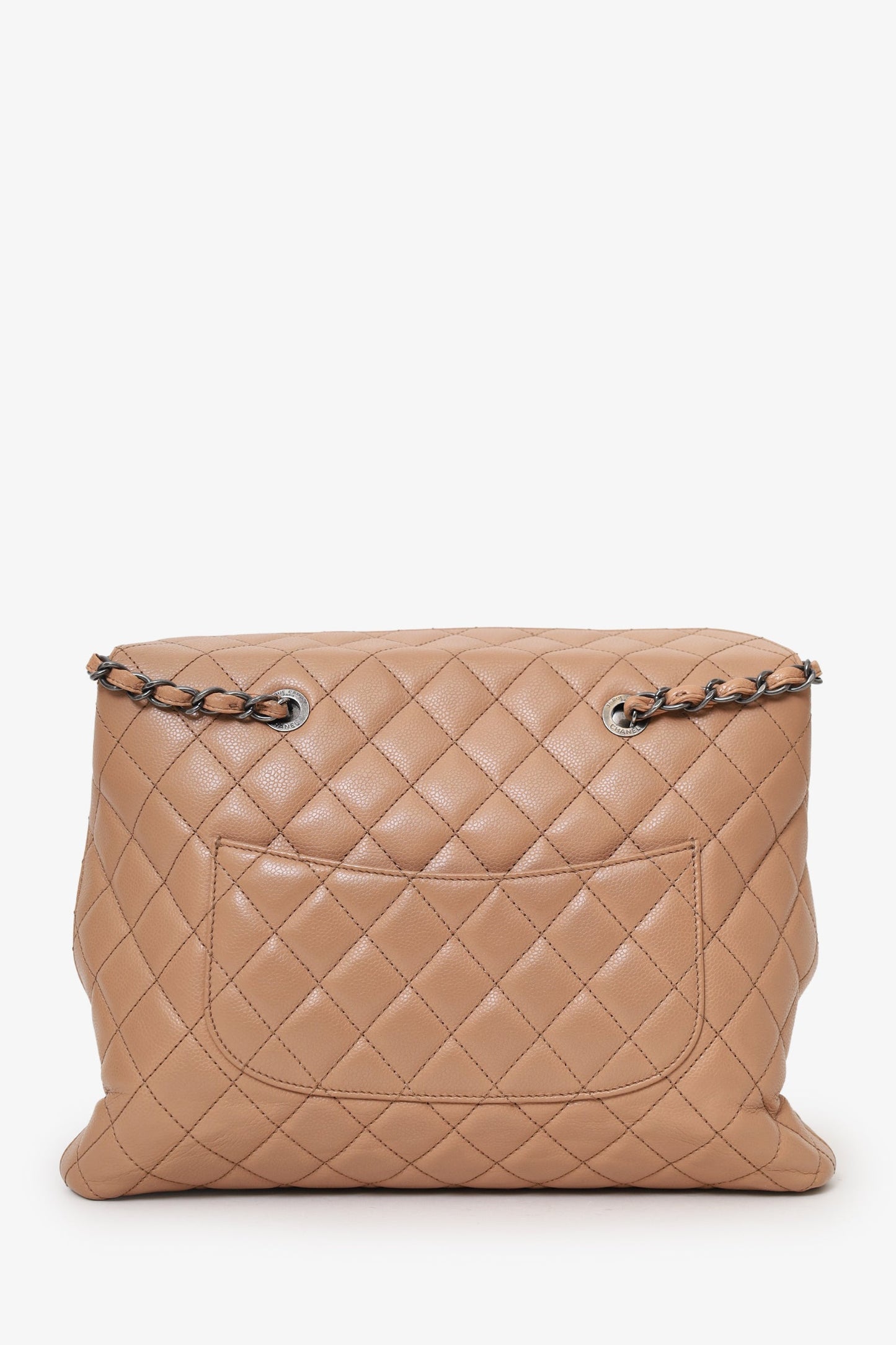 Chanel™ 2015-16 Beige Caviar Leather Quilted City Large Shopping Tote