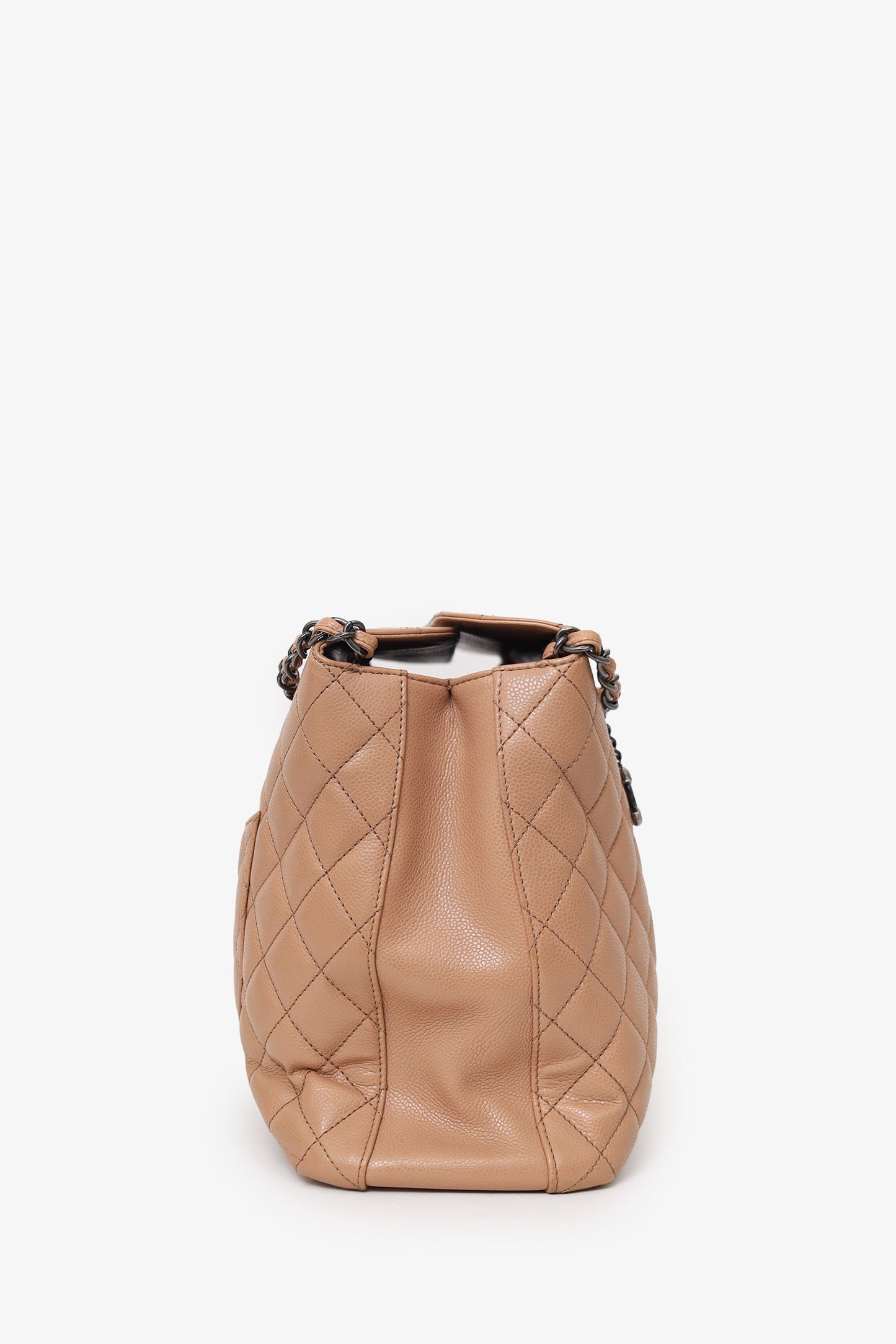 Chanel™ 2015-16 Beige Caviar Leather Quilted City Large Shopping Tote