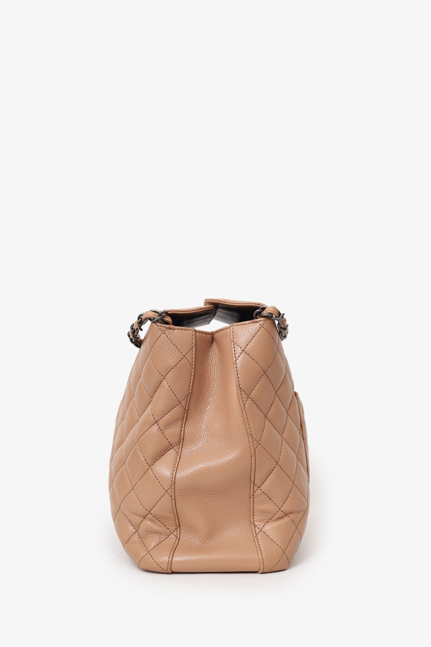 Chanel™ 2015-16 Beige Caviar Leather Quilted City Large Shopping Tote