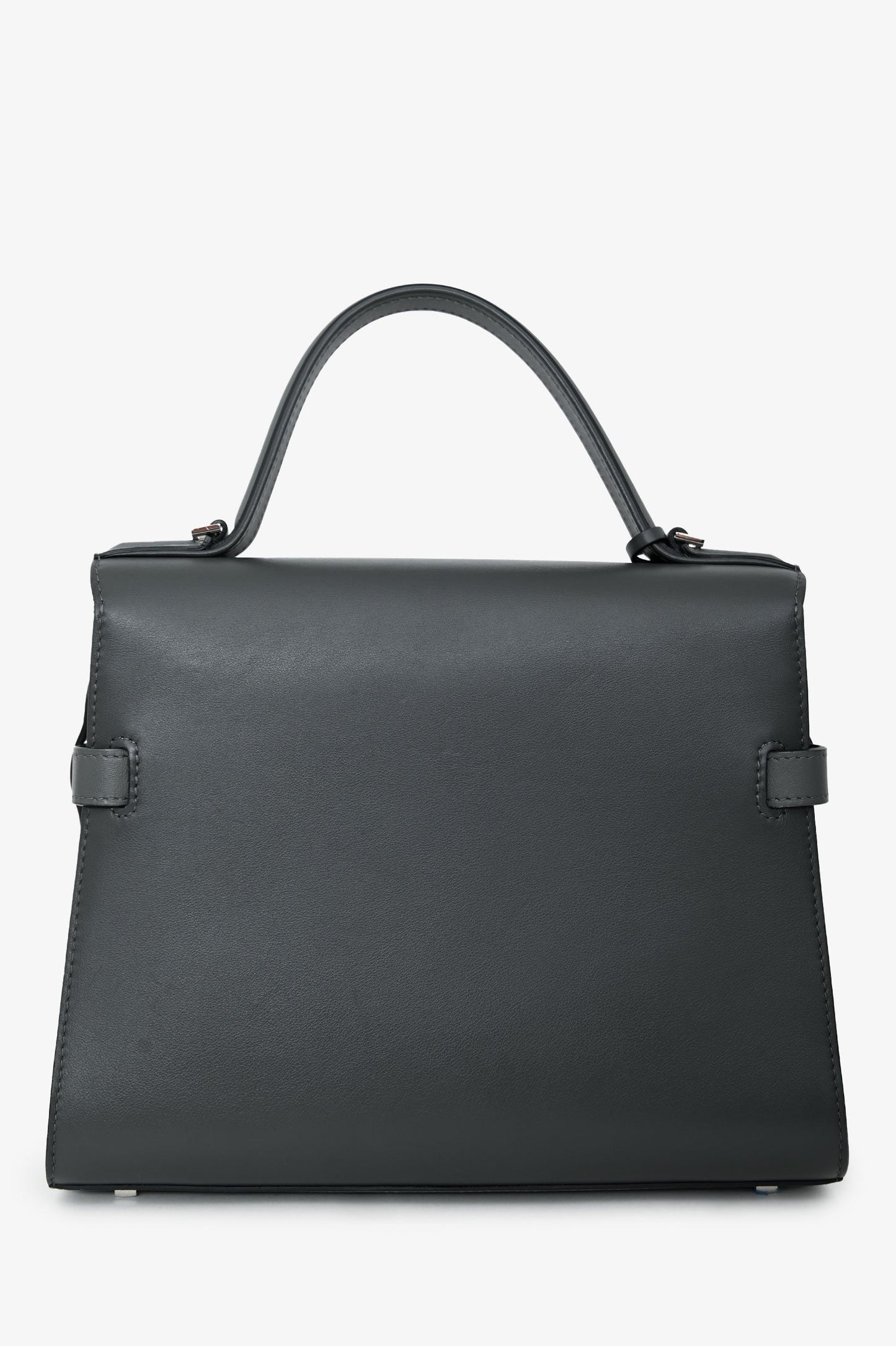 Delvaux Grey Leather 2 Tone Tempete MM Silver Hardware with Strap