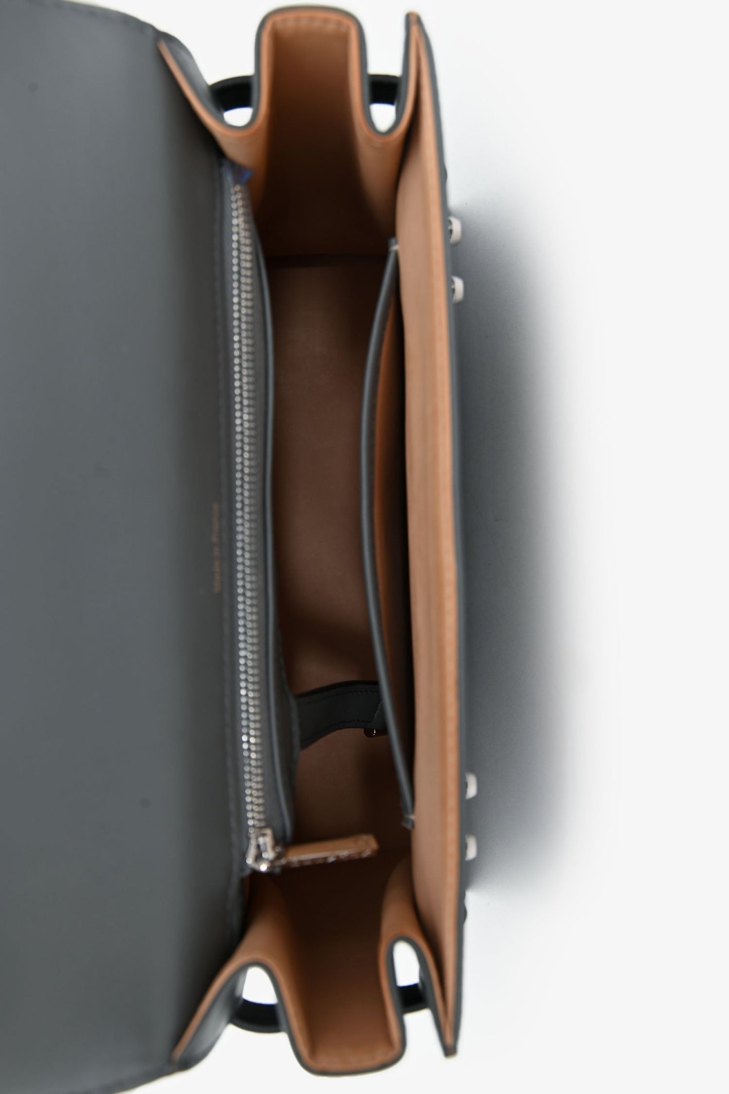 Delvaux Grey Leather 2 Tone Tempete MM Silver Hardware with Strap