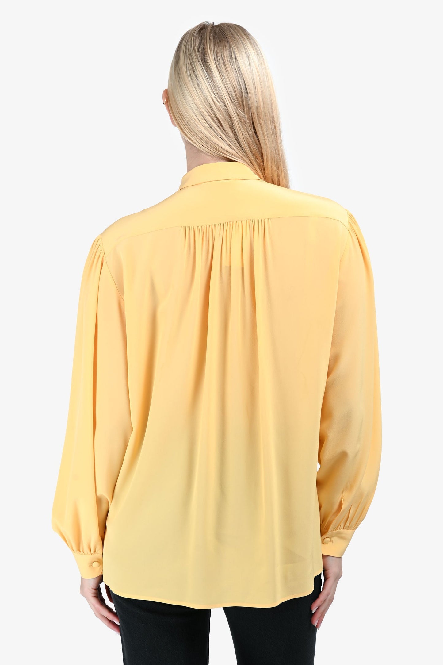 Gucci Yellow Silk Ruffle Blo Size 40