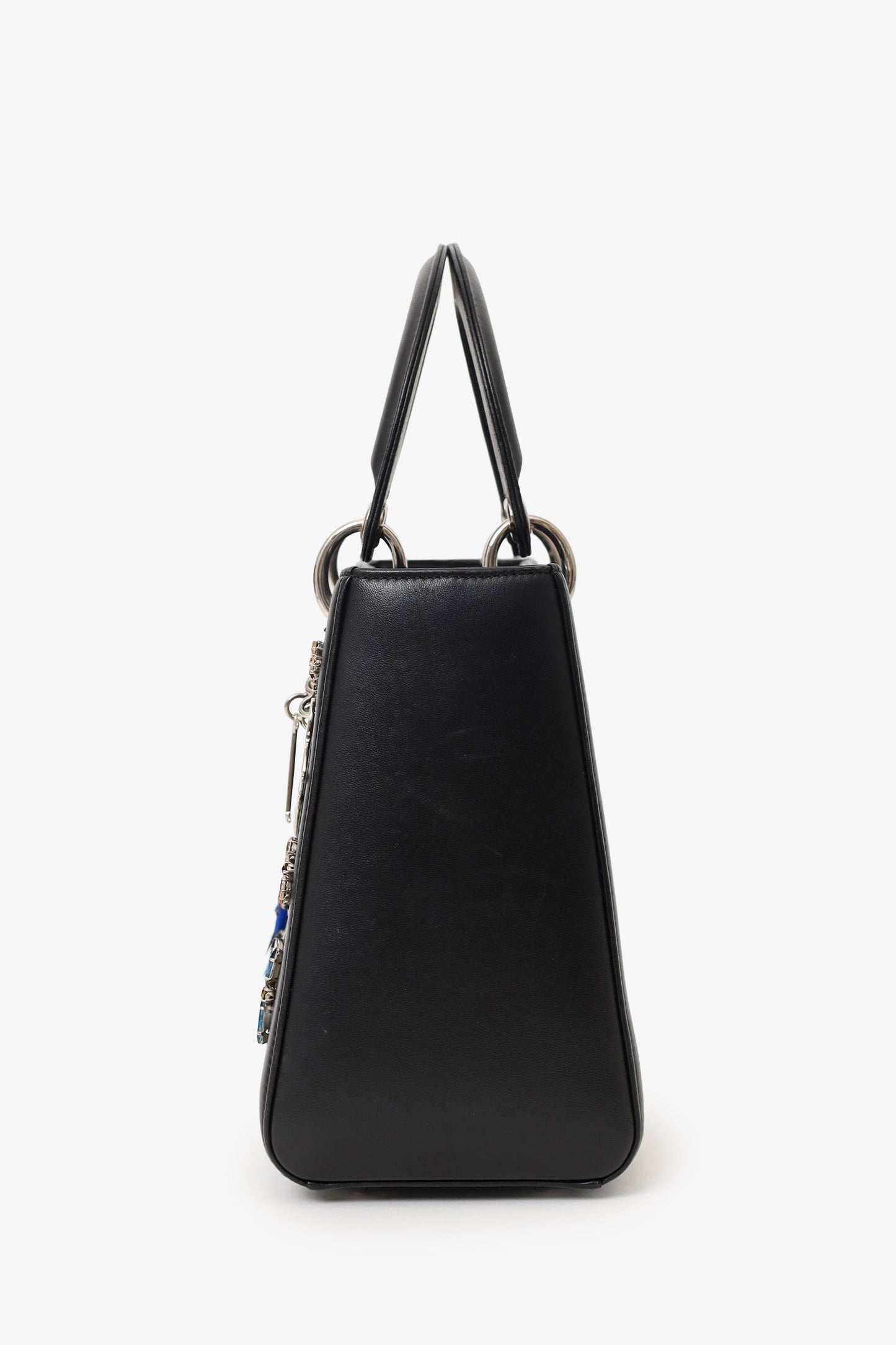 Christian Dior 2016 Black Smooth Calfskin Embellished Dragonfly Medium Lady Dior
