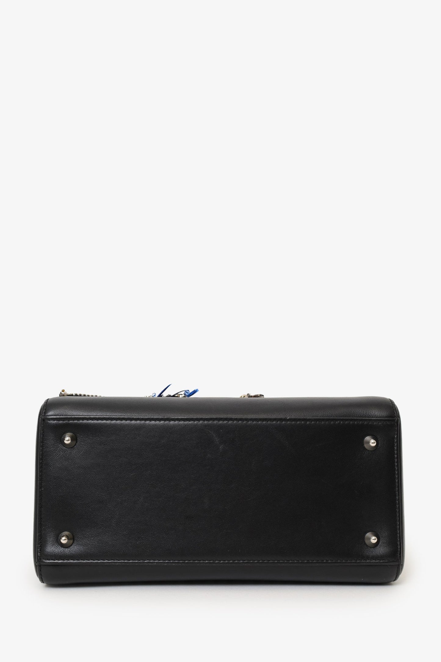 Christian Dior 2016 Black Smooth Calfskin Embellished Dragonfly Medium Lady Dior