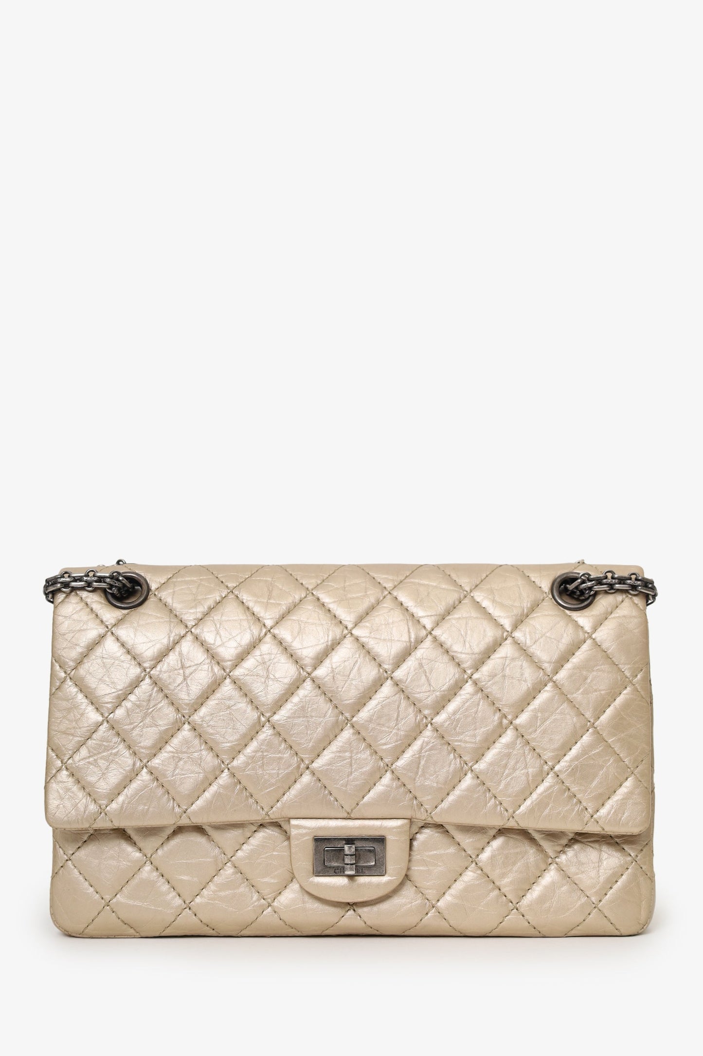 Chanel™ 2012-13 Beige Metallic Aged Calfskin 2.55 Reissue Flap Bag