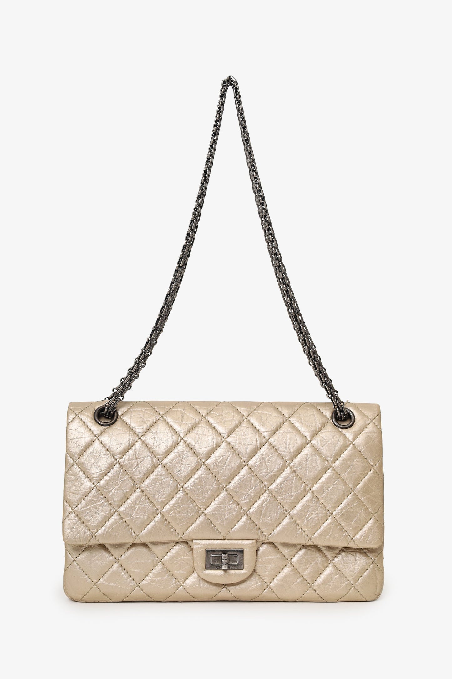 Chanel™ 2012-13 Beige Metallic Aged Calfskin 2.55 Reissue Flap Bag