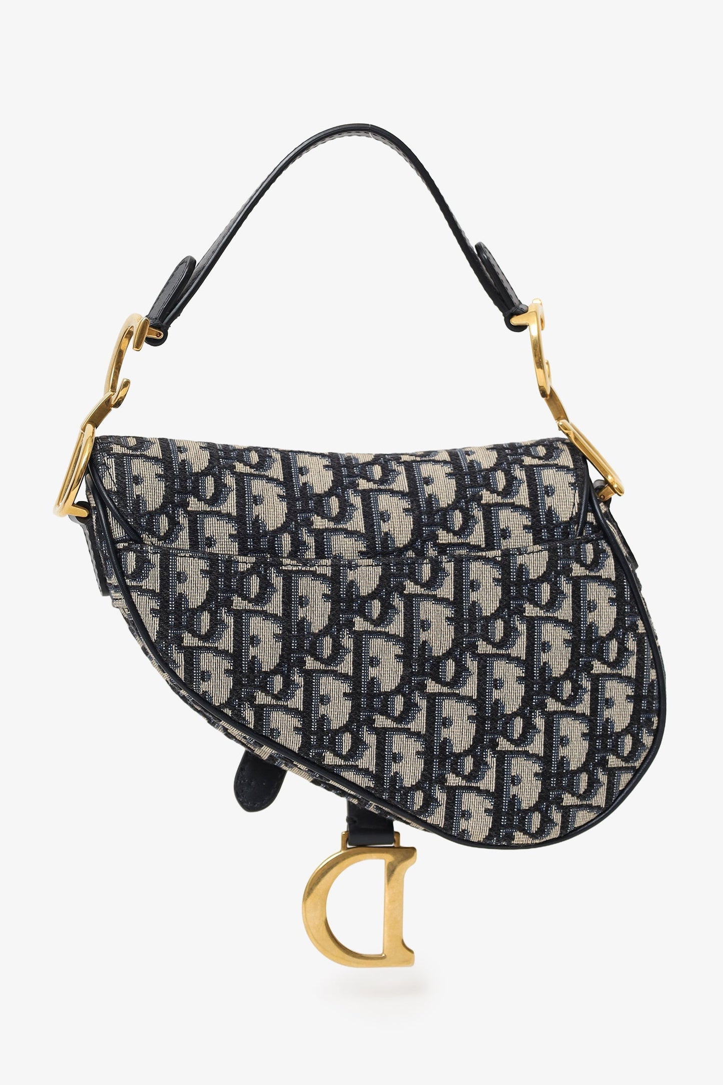 Christian Dior 2018 Blue Oblique Jacquard Mini Saddle Bag