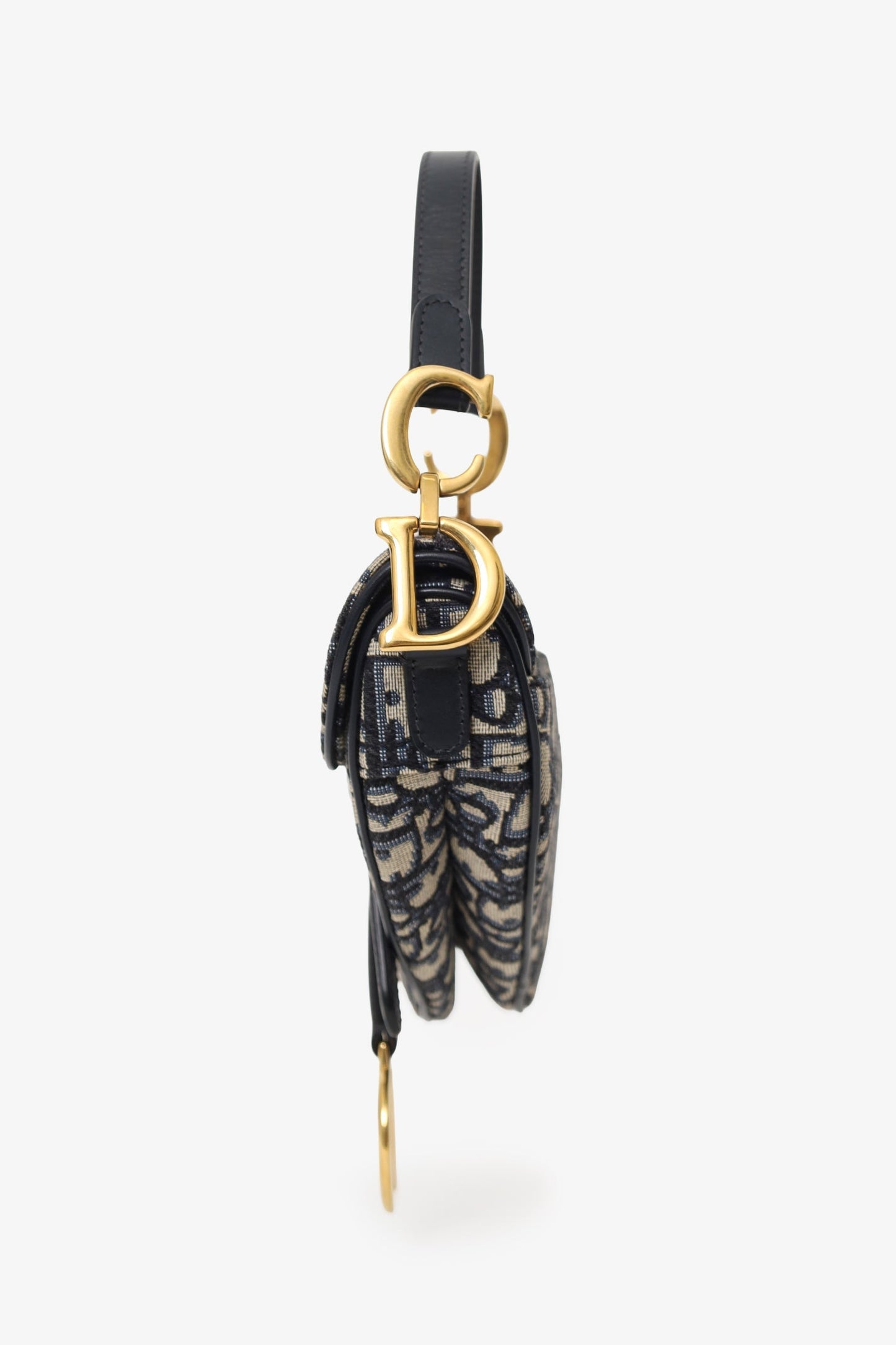 Christian Dior 2018 Blue Oblique Jacquard Mini Saddle Bag