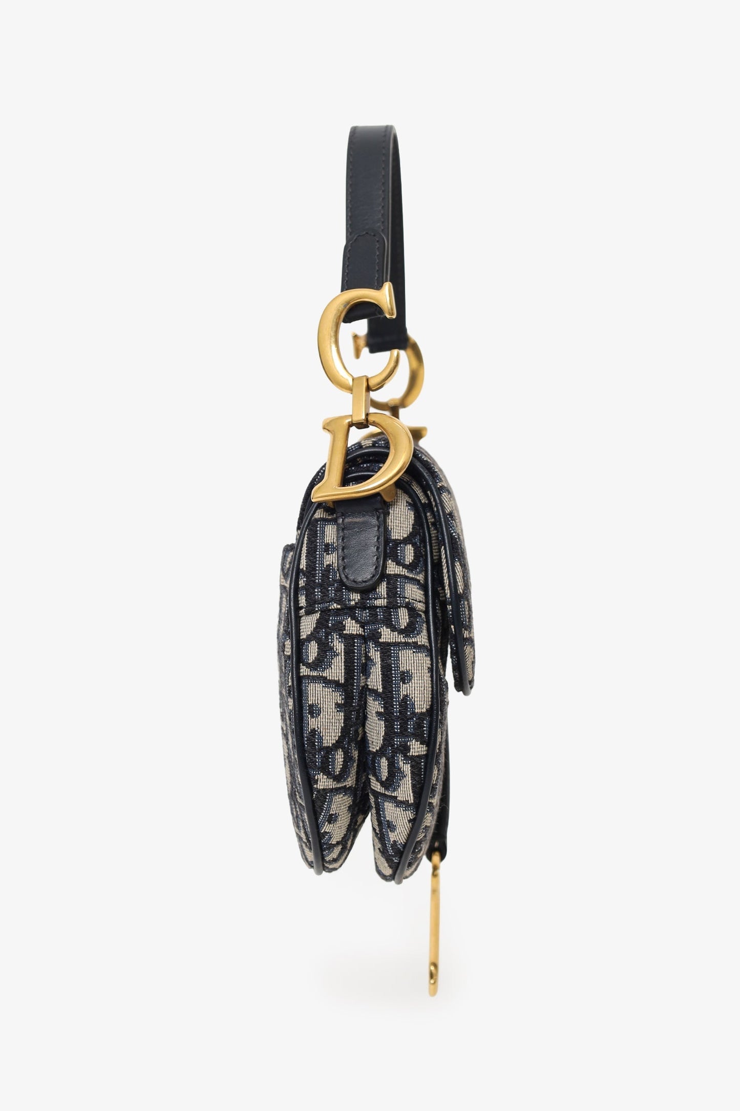 Christian Dior 2018 Blue Oblique Jacquard Mini Saddle Bag