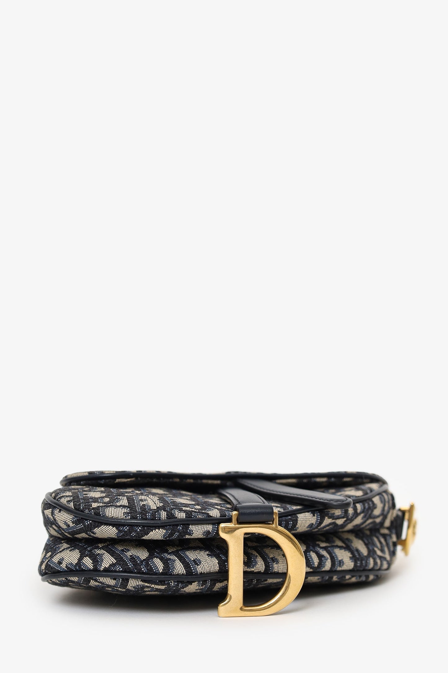 Christian Dior 2018 Blue Oblique Jacquard Mini Saddle Bag